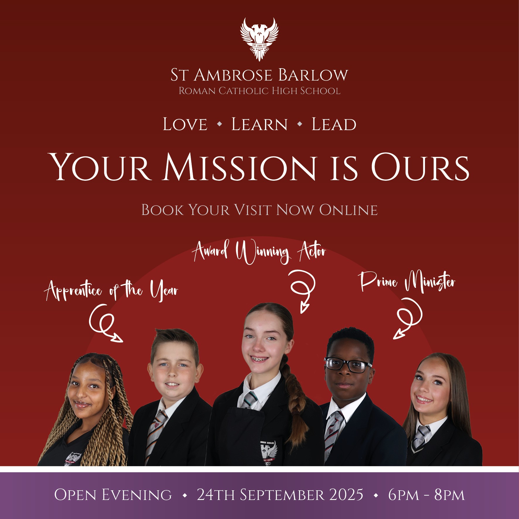 Keep your eyes peeled for our billboards in the Swinton area advertising our upcoming Open Evening on Wednesday 24th September from 6-8pm at St Ambrose Barlow RC High School! #lovelearnlead #putstambrose1st #billboards #OpenEvening2025