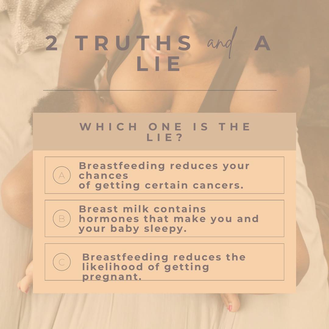 Let’s play a little game of Two Truths & A Lie — breastfeeding edition! Can you spot the lie? 👀
1️⃣ Breastfeeding lowers your risk of certain cancers.
2️⃣ Breast milk has hormones that make you and your baby sleepy.
3️⃣ You can’t get pregnant as long as you’re breastfeeding regularly.
✨ The lie is #3! ✨
While breastfeeding can sometimes delay the return of your period (especially if you’re exclusively breastfeeding), it’s not a reliable form of birth control. Ovulation can sneak back in before your first period, so pregnancy is definitely still possible.
✅ Truth #1: Breastfeeding is linked with a lower risk of some cancers, like breast and ovarian cancer.
✅ Truth #2: Breastfeeding releases prolactin, the hormone that makes milk, and it also boosts dopamine and oxytocin. These help you (and your baby) feel more relaxed and sleepy after a feed.
#TwoTruthsAndALie #DidYouKnow #BreastfeedingFacts #ParentingEducation #KnowledgeIsPower