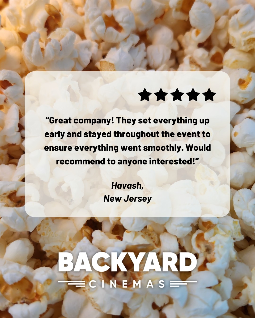 Early setup ✔️ Smooth event management ✔️ A team that stays until the last credit rolls ✔️ Backyard Cinemas takes care of it all so you can just enjoy the night.
🎬 Book your hassle-free event now at backyardcinemas.co ✨
#BackyardCinemas #BYCExperience #NJEvents #BackyardTheater #OutdoorMovies