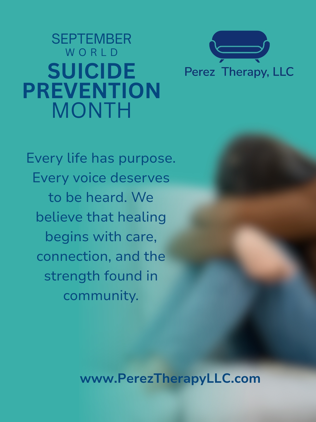 💚 September is Suicide Prevention Month. At Perez Therapy, we honor this month by reminding our community that healing begins with hope, connection, and knowing you are not alone.
If you or someone you love is struggling, please know that reaching out is a sign of strength. Together, we can break the silence, reduce stigma, and hold space for one another.
#SuicidePreventionMonth #YouAreNotAlone #MentalHealthMatters #PerezTherapyLLC