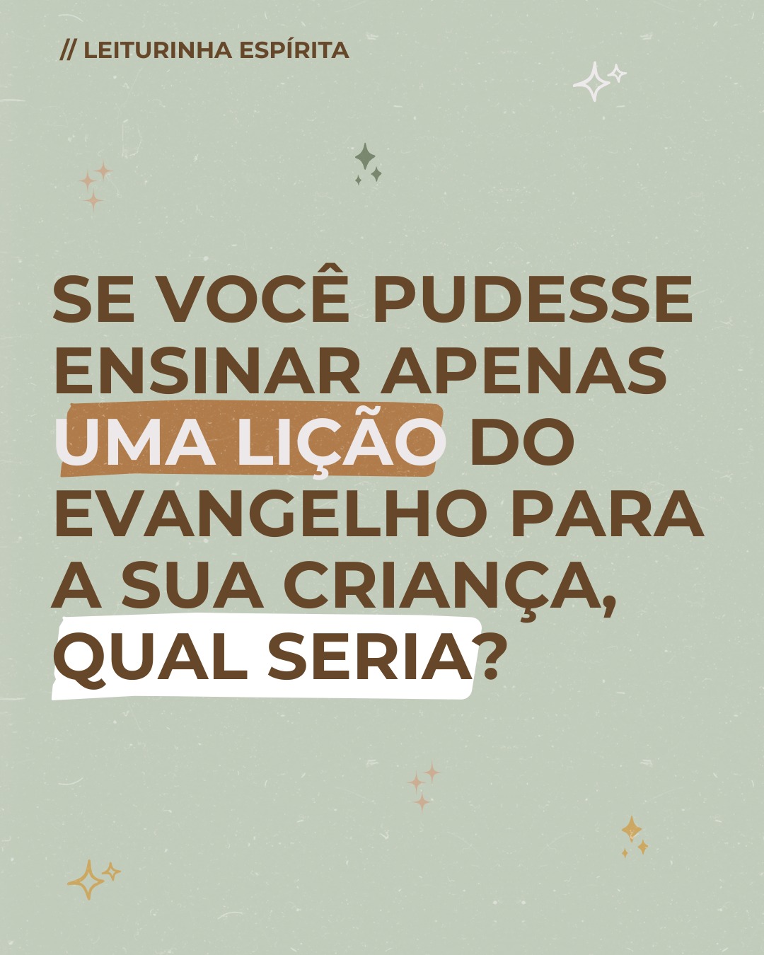 💫 Se uma única mensagem do Evangelho pudesse acompanhar sua criança para sempre, qual seria?
Escreva nos comentários, inspire outros corações e vamos trocar sementes de luz 🌱💫🌟