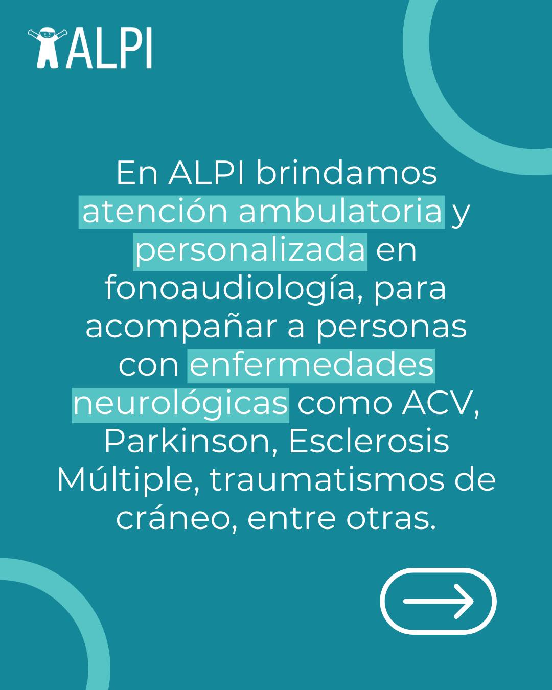En ALPI contamos con consultorios externos de Fonoaudiología, donde brindamos atención ambulatoria y personalizada a pacientes con enfermedades neurológicas como ACV, Parkinson, Esclerosis Múltiple y Traumatismos de cráneo, entre otras.
A través de la intervención en el habla, deglución, lenguaje y funciones cognitivas, buscamos mejorar la comunicación, la seguridad en la alimentación y la calidad de vida de cada una de las personas que recibe tratamiento. 💙
📍 Soler 3945, CABA
📞 (011) 4839-7700
📲 +54 911-3332-9926
✉️ turnos@alpi.org.ar
#ALPI #ConsultoriosExternos #Fonoaudiología #Rehabilitación #Lenguaje #Deglución #Habla #FuncionesCognitivas #Salud #Neurorehabilitación