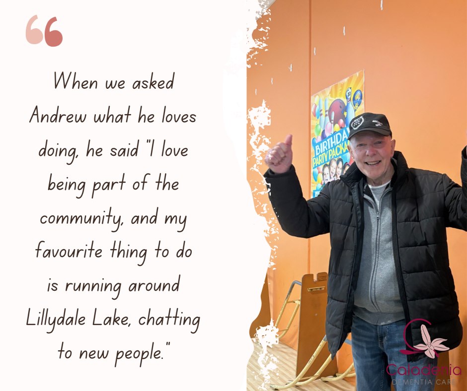 Dementia Action Week is a time to raise public awareness, to promote understanding and create more dementia friendly environments and communities. Here at Caladenia, we tick off those boxes! We provide social engagement, activities and support to our members living with dementia.
If you are, or you know someone living with dementia and would like to access our services, please do not hesitate to call on 9727 2222 or email caladenia@caladenia.com.au.
As part of Dementia Action Week here at Caladenia, we have asked our members a few questions over the past few weeks.
"Do you have a special memory you would like to share?"
“What’s something you’ve really enjoyed in life?"
"What have you enjoyed about today?" and/or
"If you could give one bit of advice to our younger generation, what would it be?". Over the week, you will see some of our wonderful members and their answers.
#DementiaActionWeek #caladeniadementiacare #livingwellwithdementia #abendintheroadnottheendoftheroad