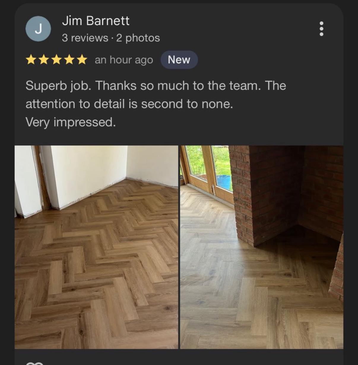🤩🤩 Lvt herringbone install 🤩🤩
Prepped ✅
Fully adhered ✅
Expertly installed ✅
Reviewed ✅
Stafford carpets doing what we do best 😝
Thanks to jim for the fantastic review, we hope you have many years of happiness with your lovely new floor 👍🏻