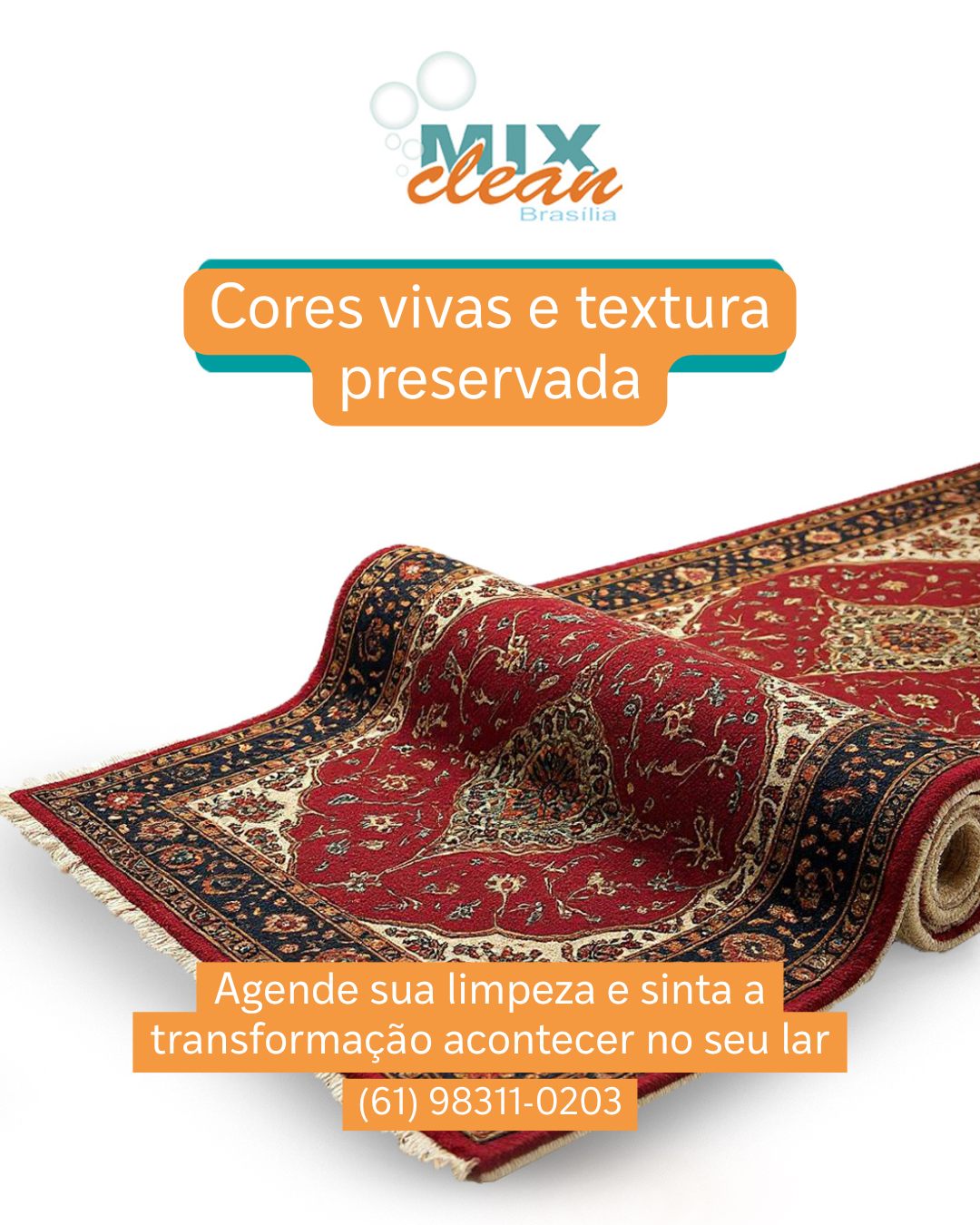🎨 Seu tapete perdeu o brilho e parece sem vida?
Na Mix Clean, devolvemos a sofisticação e o conforto que sua peça merece.
Utilizamos técnicas especializadas e produtos biodegradáveis para:
✔️ Reavivar as cores originais
✔️ Preservar a maciez e textura das fibras
✔️ Renovar a aparência com cuidado premium
💧 Resultado? Um tapete limpo, bonito e irresistível ao toque, como novo.
📲 Agende agora sua limpeza pelo WhatsApp (61) 98311-0203 e veja a transformação acontecer no seu lar.
#MixClean #TapeteNovoDeNovo #CoresQueDuram #CuidadoDeLuxo #LimpezaDeTapetes #AntesEDepois #LimpezaPremium #CasaLimpaValeMais #BrasíliaDF #LagoSul #LagoNorte #ParkWay #JardimBotânico #NoroesteDF