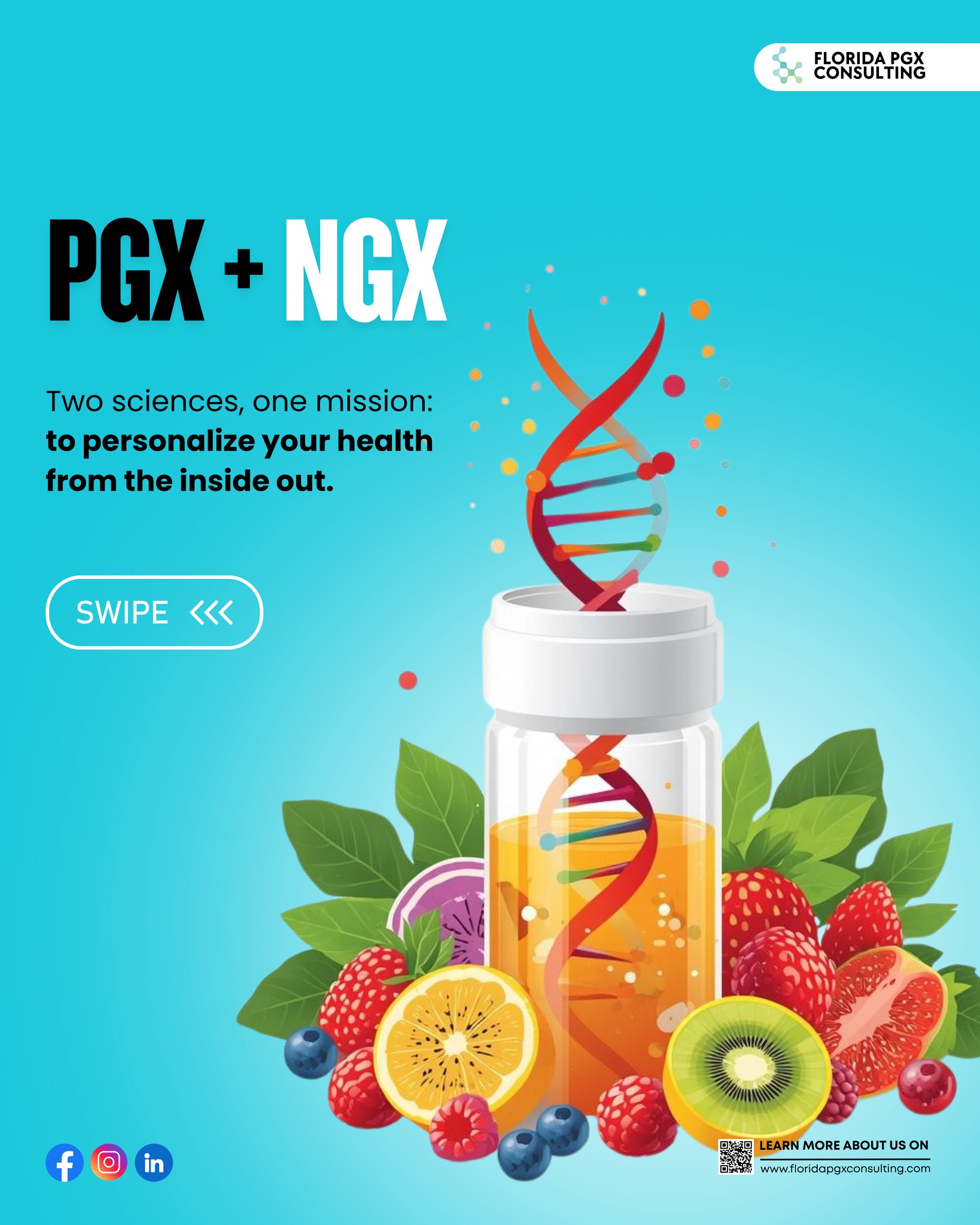 ✨ What if your DNA could guide both your medications and your nutrition?
That’s the magic of Pharmacogenomics (PGx) + Nutrigenomics (NGx).
💊 PGx = finds which meds work best for you
🥦 NGx = reveals which foods fuel your body naturally
➡️ Together, they create your personalized health map.
👉 Would you want to know if your DNA holds the key to better meds AND better meals?
#CompleteCare #GenomicWellness