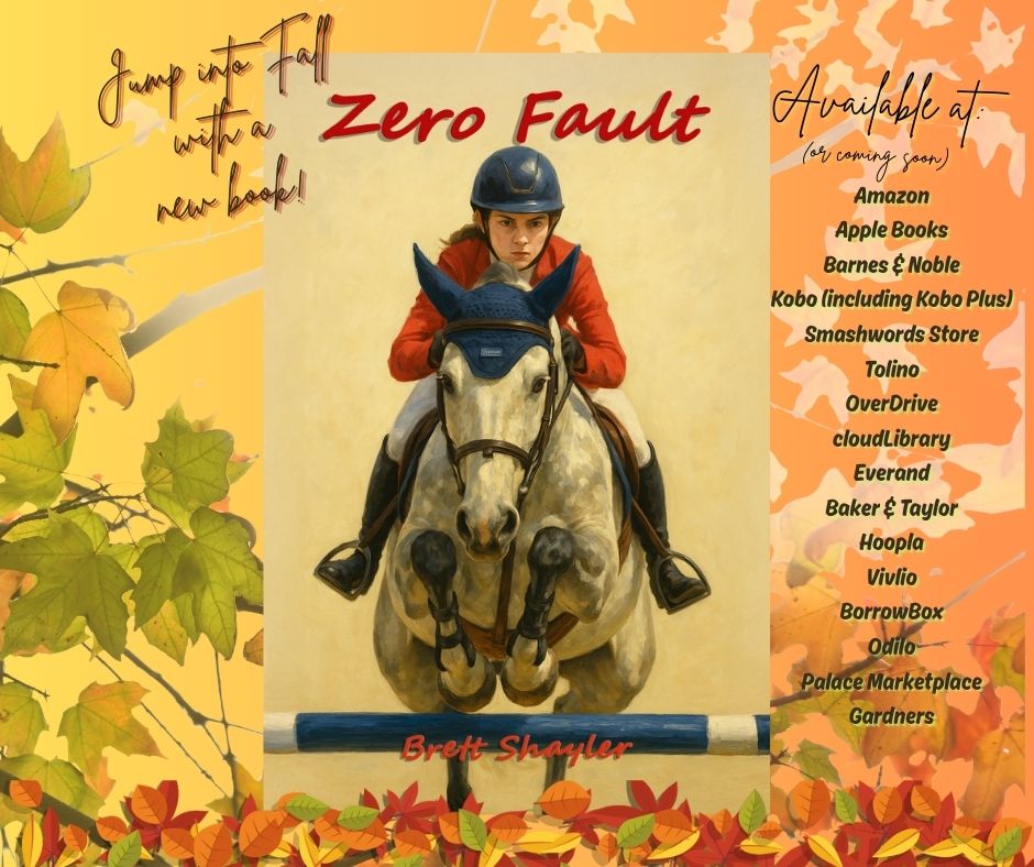 ✨🐎 New Release Alert! 🐎✨
The wait is over—Zero Fault by Brett Shayler has arrived!
Follow the thrill, pressure, and heart of the show ring in this unforgettable equestrian novel. Packed with determination, grit, and the unbreakable bond between horse and rider, Zero Fault will have you cheering every stride to the finish.
📚 Available now (or coming soon) at:
Amazon · Apple Books · Barnes & Noble · Kobo (including Kobo Plus) · Smashwords · Tolino · OverDrive · cloudLibrary · Everand · Baker & Taylor · Hoopla · Vivlio · BorrowBox · Odilo · Palace Marketplace · Gardners
🍂 Jump into fall with a new book and ride into a story you won’t forget!
👉 Grab your copy today and let the journey begin!
#ZeroFault #BrettShayler #NewRelease #EquestrianFiction #HorseBooks #FallReads #ShowJumping