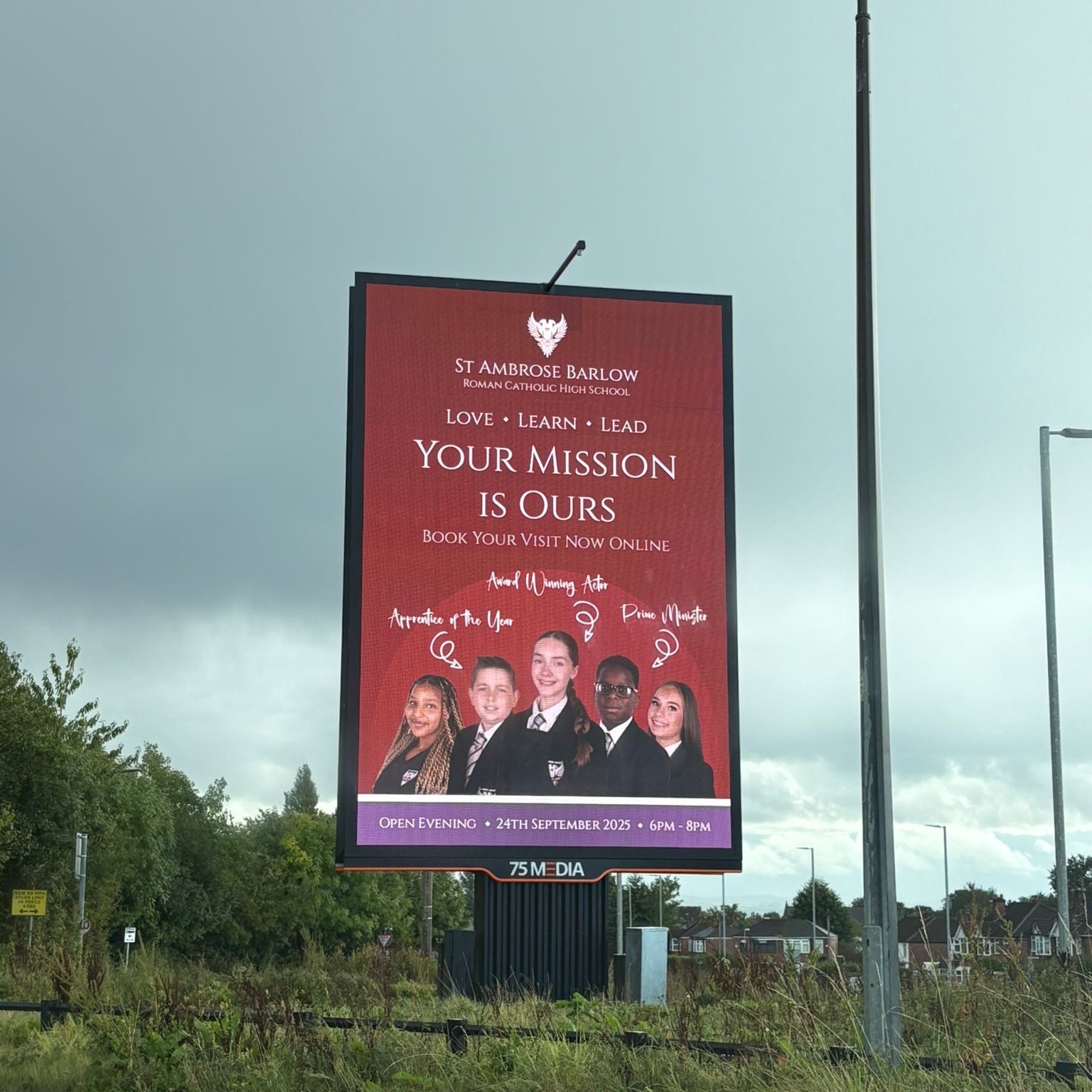 Our billboards are live around the Swinton area. We are looking forward to welcoming our prospective families to our Open Evening on Wednesday 24th September between 6pm and 8pm!
#lovelearnlead #putstambrose1st #OpenEvening2025