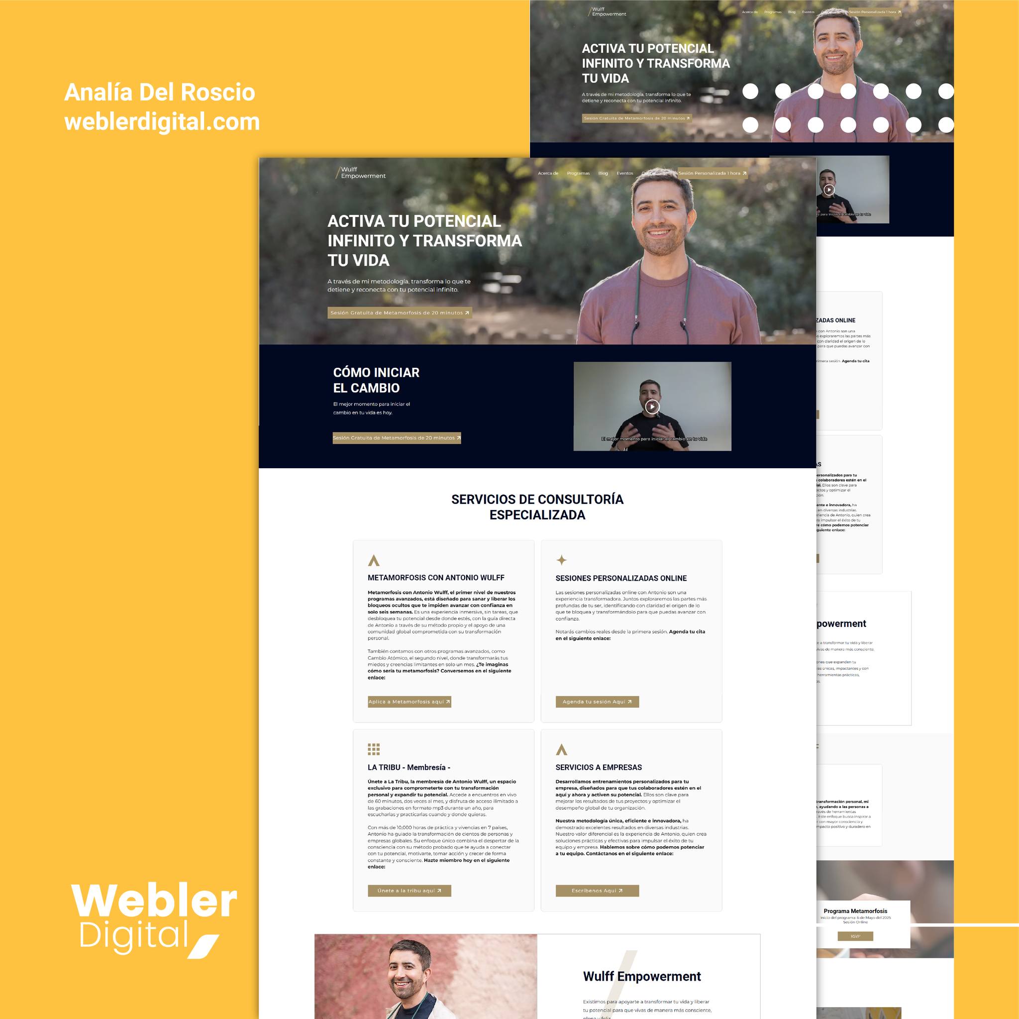 ✨Sitio del mes:
Nos encanta compartir el trabajo que hemos desarrollado con nuestros clientes.
👉 Hoy compartimos el sitio web https://www.antoniowulff.com/
Sitio informativo. Antonio puede ayudarte a activar tu potencial infinito y acompañarte en un proceso de transformación real y profunda, mejorando tu vida a través de su metodología.
✨ Te invitamos a conocer su sitio para que revises la variedad y calidad de servicios.
¡Gracias por confiar en nuestro trabajo Antonio!
💡¿Quieres impulsar tu negocio?, contáctanos:
weblerdigital.com
Whatsapp: +569 9023 1910
info@weblerdigital.com
✨Webler Digital, Wix Expert Partners
#desarrolloweb #diseñoweb #ecommerce #growthdigital #growthmarketing #empresas #negocios #wix #wixpartners