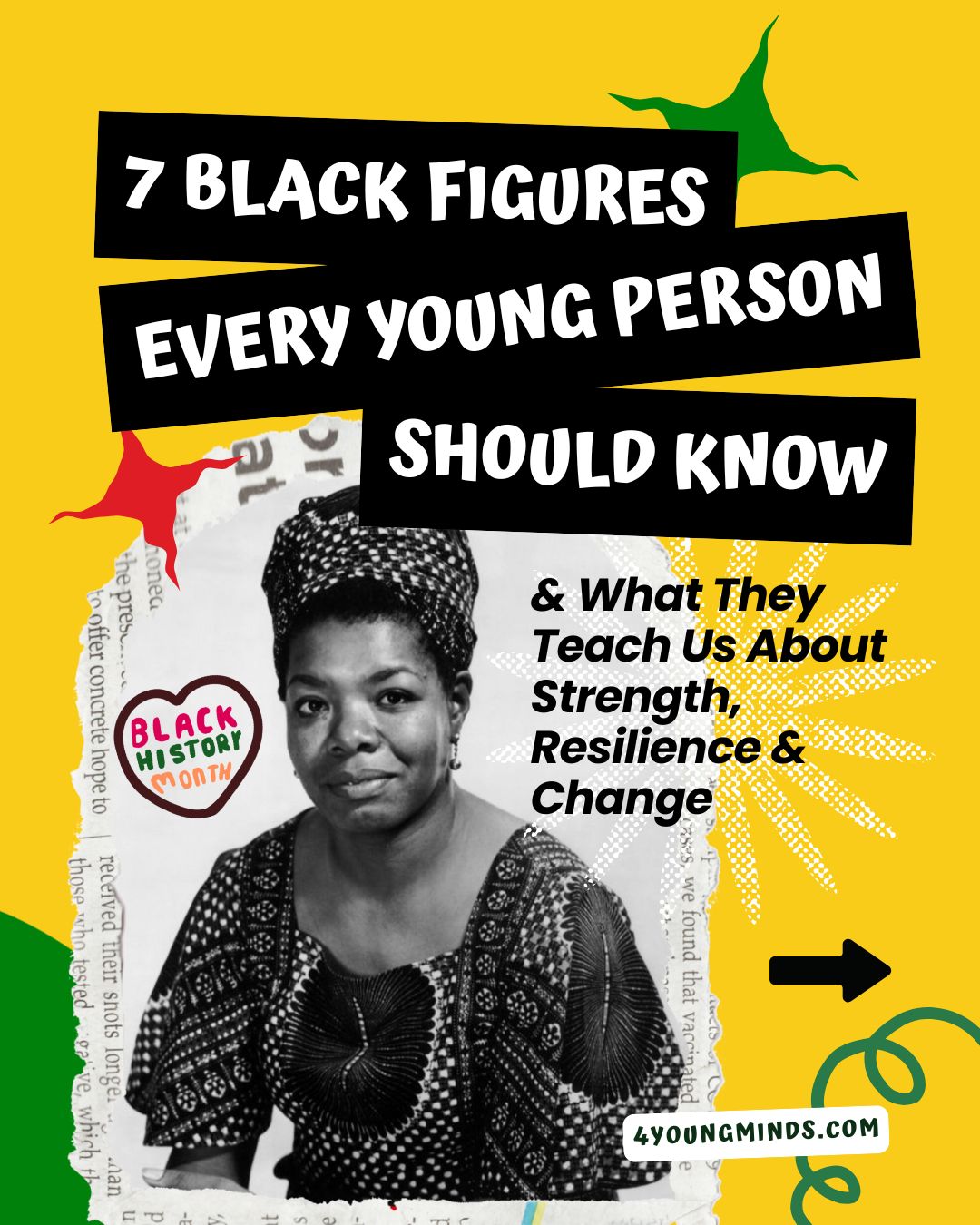 7 Black Figures Every Young Person Should Know
From poets and leaders to artists and activists — these inspiring figures show us what courage, creativity, and community really mean.
💭 Their stories remind us that strength isn’t just about power — it’s about purpose, hope, and lifting others as you rise.
🌍 Black History Month isn’t just about the past — it’s about learning, reflecting, and finding the inspiration to shape the future.
💬 Which Black figure has inspired you the most — and what’s the biggest lesson you’ve learned from their story?
#BlackHistoryMonth #4YoungMinds #Inspiration #BlackExcellence #YouthVoices #Resilience #WellbeingMatters #LearnReflectGrow #BlackHistoryEveryday #PurposeAndPower