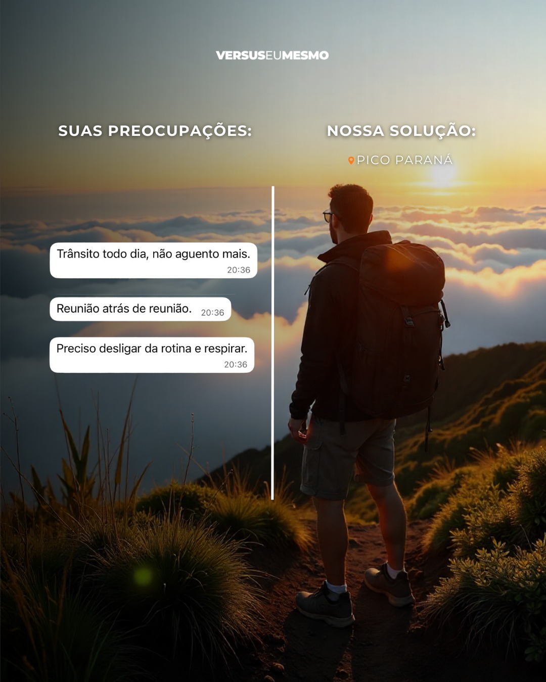 🚦 Trânsito.
📑 Reunião.
📱 Rotina sem pausa.
Quando foi a última vez que você se permitiu respirar fundo, desconectar e trocar a correria da
cidade pela imensidão das montanhas? 🌄
O Pico Paraná é mais do que uma trilha: é o convite para se reencontrar com você mesmo,
testar seus limites e voltar diferente.
📩 Entre em contato e reserve sua vaga na próxima expedição.
#PicoParaná #VersusExpedições #Montanhismo #VidaAoArLivre #DesconecteParaReconectar