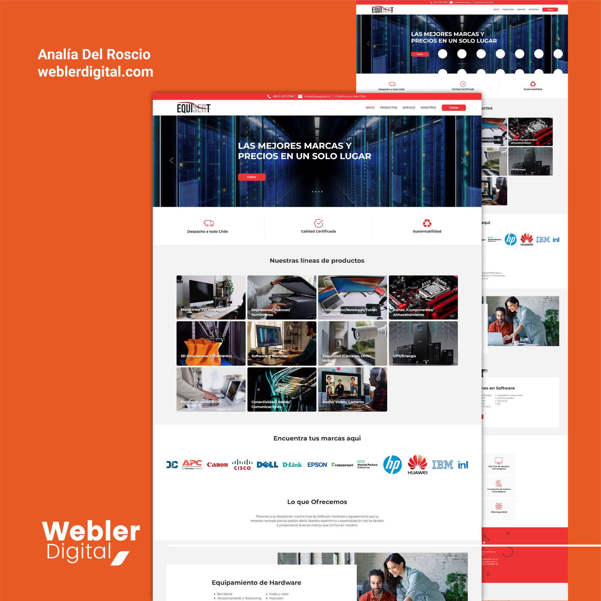 ✨ Nos encanta mostrar los proyectos que realizamos junto a nuestros clientes.
👉 Hoy compartimos el sitio web https://www.equisert.cl/
Sitio B2B con catalogo de productos y servicios. Especialistas en traslado de datacenters, Tecnología, insumos.
✨ Te invitamos a conocer su sitio para que revises la variedad y calidad de servicios. y productos.
💡¿Quieres impulsar tu negocio?, contáctanos:
weblerdigital.com
Whatsapp: +569 9023 1910
info@weblerdigital.com
✨Webler Digital, Wix Expert Partners
#desarrolloweb #diseñoweb #ecommerce #growthdigital #growthmarketing #empresas #negocios #wix #wixpartners #datacentersolutions