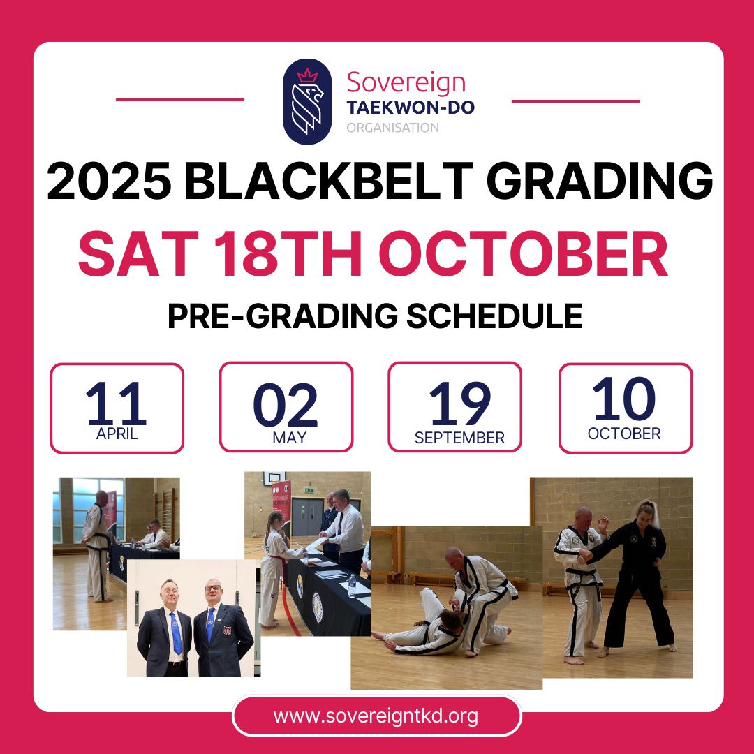 🥋 Sovereign TKD – Black Belt Pre-Grading Tonight! 🥋
📅 When: Tonight, 7–9pm
🔹 Who: All Red Belts & above – must attend at least one pre-grading every 6 months to stay eligible for grading on time.
🔹 Compulsory for anyone Degree Grading in October.
🔹 Dress Code: White suits only 👊
🔹 Cost: FREE!
✅ Normal classes will still run as usual.
Let’s finish the year strong – see you there! 💪