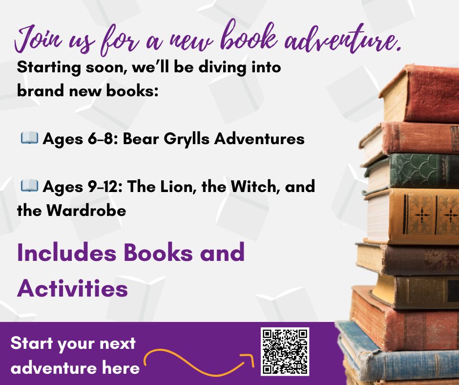 Starting soon, we’ll be diving into brand new books:
📖 Ages 6–8: Bear Grylls Adventures 🐾🌲
📖 Ages 9–12: The Lion, the Witch, and the Wardrobe ❄️🦁
Our Readers Society makes books come alive through projects, crafts, and games—perfect for curious minds and creative spirits.
🕚 Meets weekly | 11:45 AM – 12:45 PM
💵 $45/month (includes books & activities!)
👉 Sign up now and join us for our next reading adventure!
https://www.prolificcreations.org/product-page/reader-s-society-book-club