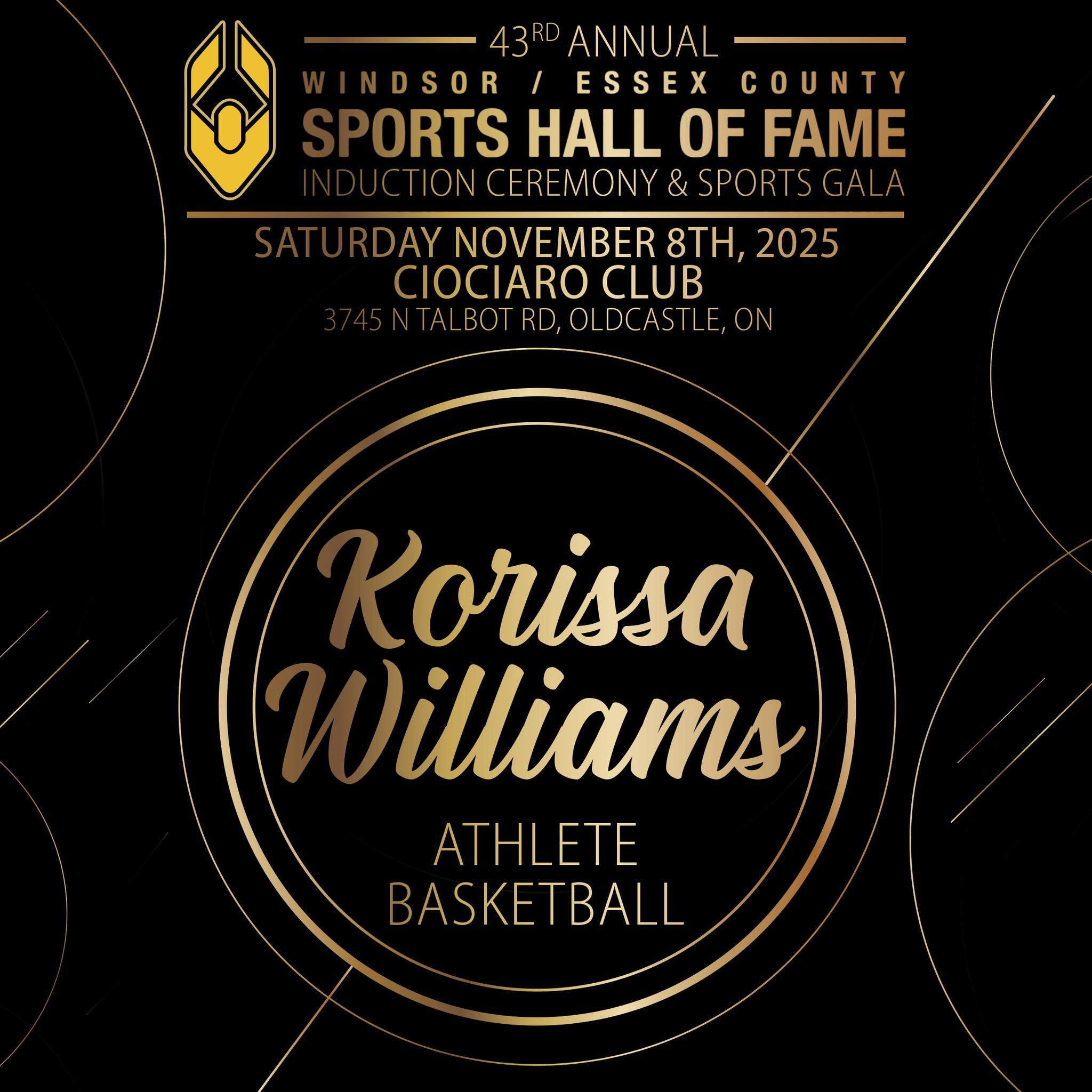 🏀 Meet the Inductee - Korissa Williams 🏀
.
.
Korissa represented the UofW with pride, and completely dominated in her 5th season! She was a start-out athlete in both the OUA and CIS levels of the sport, with tremendous success in both! Named one of the CIS Top-100 Players of the Century,she has surely earned her place in the Windsor/Essex Sports Hall of Fame!🏆
.
.
Join us in Honouring Korissa at our 43rd Annual Gala on Saturday November 8th at the Ciociaro Club of Windsor!
.
To purchase tickets 🎟️ use the link in our bio, or visit www.WECSHOF.com
.
.
#wecshof #HallOfFame #Gala #Athletes #Builders #Inductees #windsoressex
#windsor #Sports