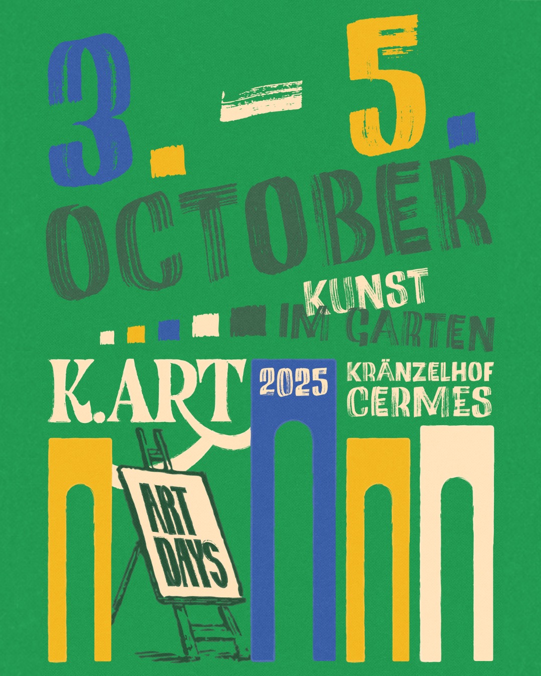 🎨 K.art Art Days 2025
🗓 03. – 05. Oktober
📍 Kränzelhof, Tscherms
🌀 Thema: SAGEN- & TRAUMWELTEN
Mythisch, vielschichtig, träumerisch – über 20 Künstler*innen widmen sich an diesem besonderen Kunstwochenende den tiefen Ebenen unserer Fantasie, Legenden & inneren Welten.
Dich erwarten:
✨ Ausstellungen im Kunstgarten
🎭 Performances
🎶 Musik & Lesungen
🍷 Fine Wine & Atmosphäre zum Eintauchen
Save the Date – und tauch mit uns ein in drei Tage voller Kunst, Austausch und Inspiration.
#KArtDays2025 #SagenUndTraumwelten #Kunstfestival #SüdtirolKunst #Kränzelhof #KunstUndNatur #ArtInTheAlps #KünstlerInnen #ArtEvent