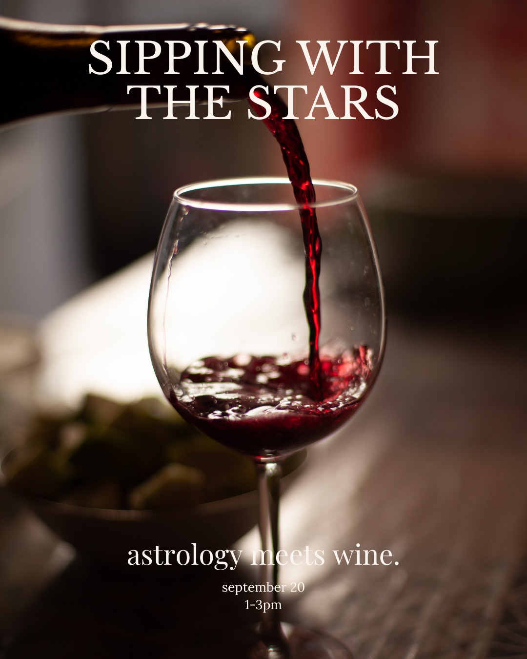 Sipping with the Stars with @thecosmicmermaidastrology
🍷✨ An afternoon of astrology + wine tasting in the vineyard, under the stars
📍 Stable Gate Winery
🗓 Tomorrow from 1 – 3 PM
💲 $25 (includes a flight of 3 wines & astrology workshop)
Come sip, swirl, and explore your cosmic blueprint while savoring local wines and farm-fresh ambiance. A magical mix of the zodiac, vino, and good company.
✨ Limited spots available — reserve your seat today.
Link in bio!