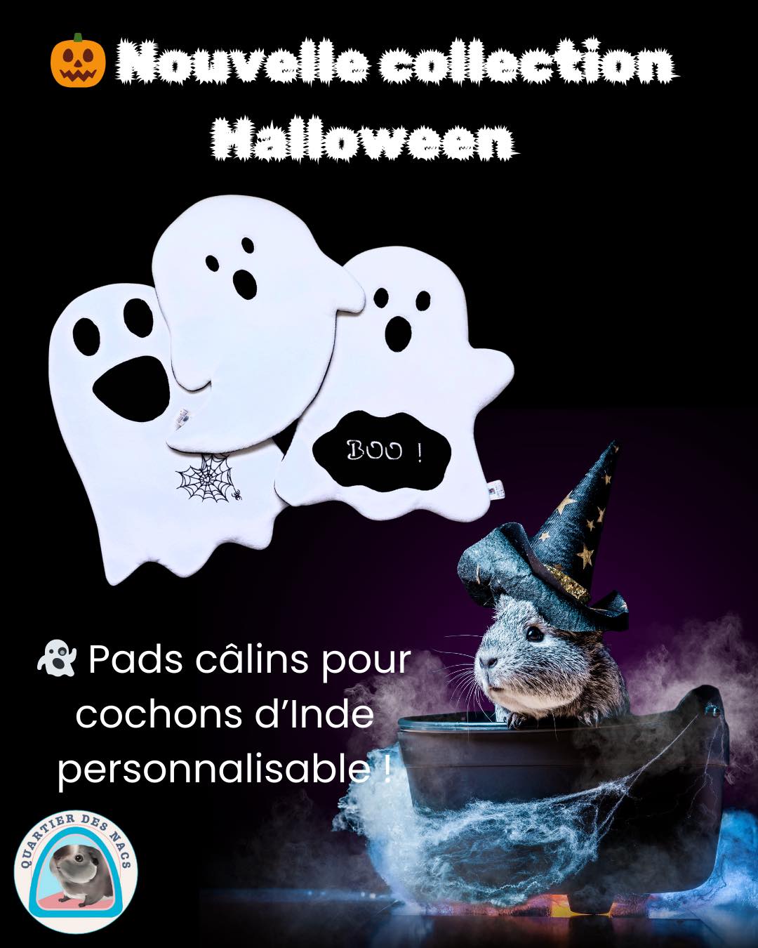 👻✨ Nouveauté spéciale Halloween chez Quartier des Nacs ! ✨🎃
Découvrez nos pads câlins imperméables en forme de fantôme, conçus spécialement pour profiter de moments câlins avec vos cochons d’Inde (ou autres petits compagnons) sans risque de genoux mouillés 💧🐹
🖤 3 versions disponibles :
1️⃣ Fantôme PADGHOST– simple et adorable
2️⃣ Fantôme BOOPAD ! – fun et espiègle ✨
3️⃣ Fantôme SPIDERPAD – brodé avec soin 🕸️
💡 Le + Quartier des Nacs :
✔️ Tissu imperméable haut de gamme en coton bio 🌱
✔️ Doux, résistant et confortable
✔️ Personnalisation possible (polaire unie ou imprimée + options absorbantes classiques ou super absorbantes)
👉 Parfaits sur les genoux ou même dans un coin de l’enclos pour créer un espace cosy 🛋️
⚡ Édition limitée Halloween : ne manquez pas ces modèles exclusifs !
🎃 Commandez dès maintenant et offrez à vos loulous des câlins aussi doux que stylés !
🐾 Prenez soin de vos animaux avec Quartier Des Nacs ❤️
#bienêtreanimal #animauxdecompagnies #cochon #cochondinde #cochondinde🐹 #lapin #rongeurs #chat