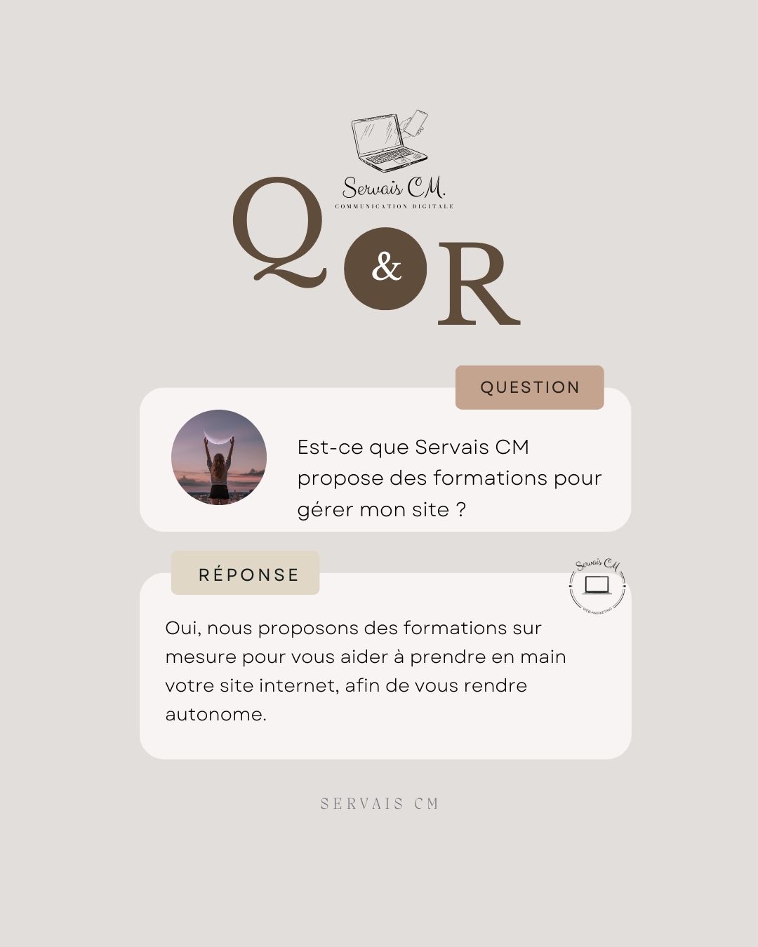 🌟 Question / Réponse du jour ! 🌟
❓ Question : Est-ce que Servais CM propose des formations pour gérer mon site ?
✅ Réponse : Oui ! Nous proposons des formations sur mesure pour vous aider à prendre en main votre site internet et vous rendre totalement autonome. Notre objectif : que vous soyez à l’aise pour le faire évoluer en toute confiance !
💡 Avec Servais CM, vous gagnez en indépendance tout en gardant un site performant et bien optimisé.
#FAQServaisCM #FormationWeb #AutonomieDigitale #WebMarketing #Wix #GestionDeSite #ServaisCM