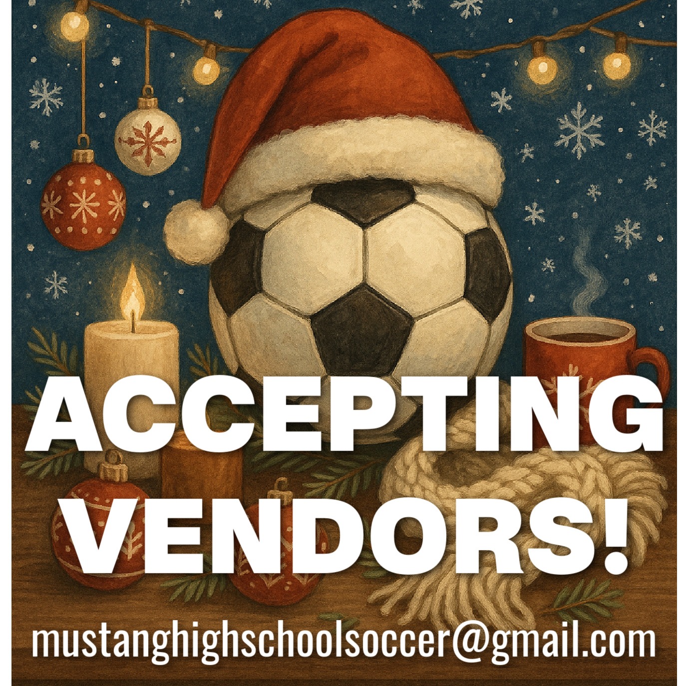 Our biggest fundraiser of the year is shaping up to be AMAZING!
NOV 15TH @ Menomonie High School
We are already so excited about the lineup of vendors we have coming, and we know this is going to be a can’t-miss event. If you’d like to participate with your crafts, handmade items, or anything else you’d like to showcase, please reach out to us by private message or fill out the online form here: https://forms.gle/d3iKdJ2Zudc1Shep7
This event is 100% volunteer-run and directly supports the Menomonie High School Boys Soccer Team. ⚽
Mark your calendars, invite your friends, and get ready for a great time supporting our Mustangs!