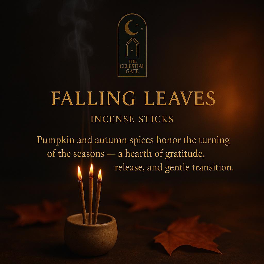 Falling Leaves – Incense Sticks
Incense sticks infused with essential oils, gemstone elixirs, and the warmth of autumn spices.
Each stick is a blend of earth and spirit, carrying the essence of pumpkin, amber and autumn spices— designed not only to scent a space but to shift its energy.
Spiritually, Falling Leaves honors the turning of the seasons. It creates a hearth of gratitude, release, and gentle transition, guiding you to let go of what no longer serves while opening space for renewal.
Burn as an offering, for meditation, or simply to fill your home with the comfort of autumn’s sanctuary.
#autum #autumnvibes #autumn🍁 #autumncolors🍁 #release #renewal