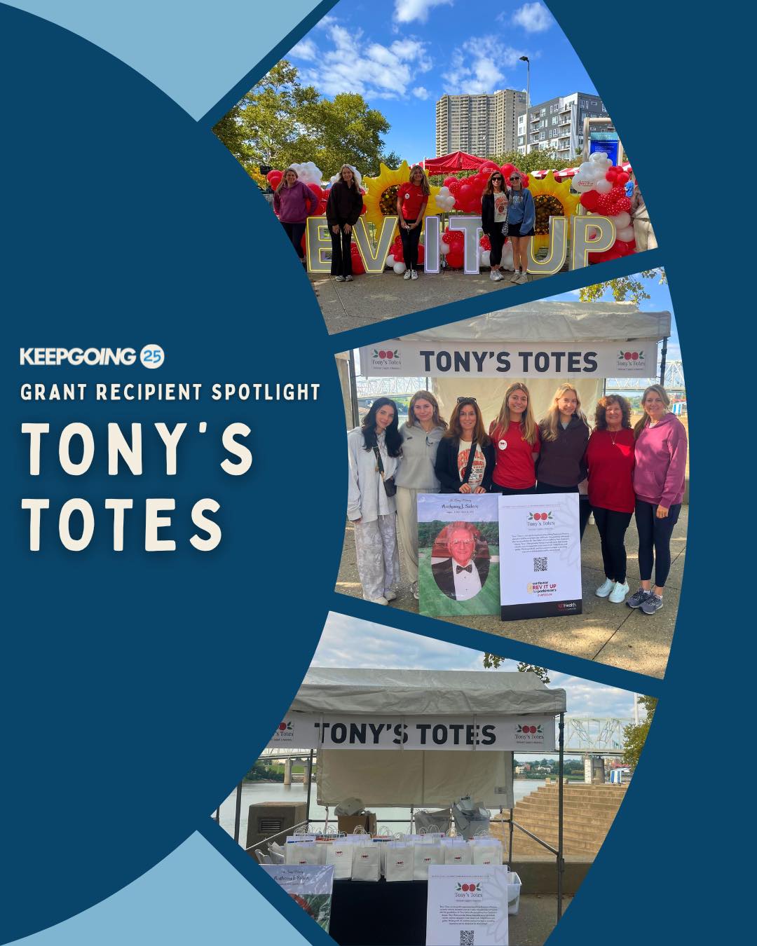 ✨GRANT RECIPIENT SPOTLIGHT✨
Meet Cackie Schwanekamp, founder of Tony’s Totes and a KEEPGOING 25 mission grant recipient dedicated to love, leadership, and service. Through her hard work, Tony’s Totes has delivered hundreds of gift bags to Parkinson’s patients across the Cincinnati community. KEEPGOING, Cackie—we are so proud of you and inspired by your service!
Want to make an impact in your community? Visit keepgoing25.org to learn how you can become our next service grant recipient!