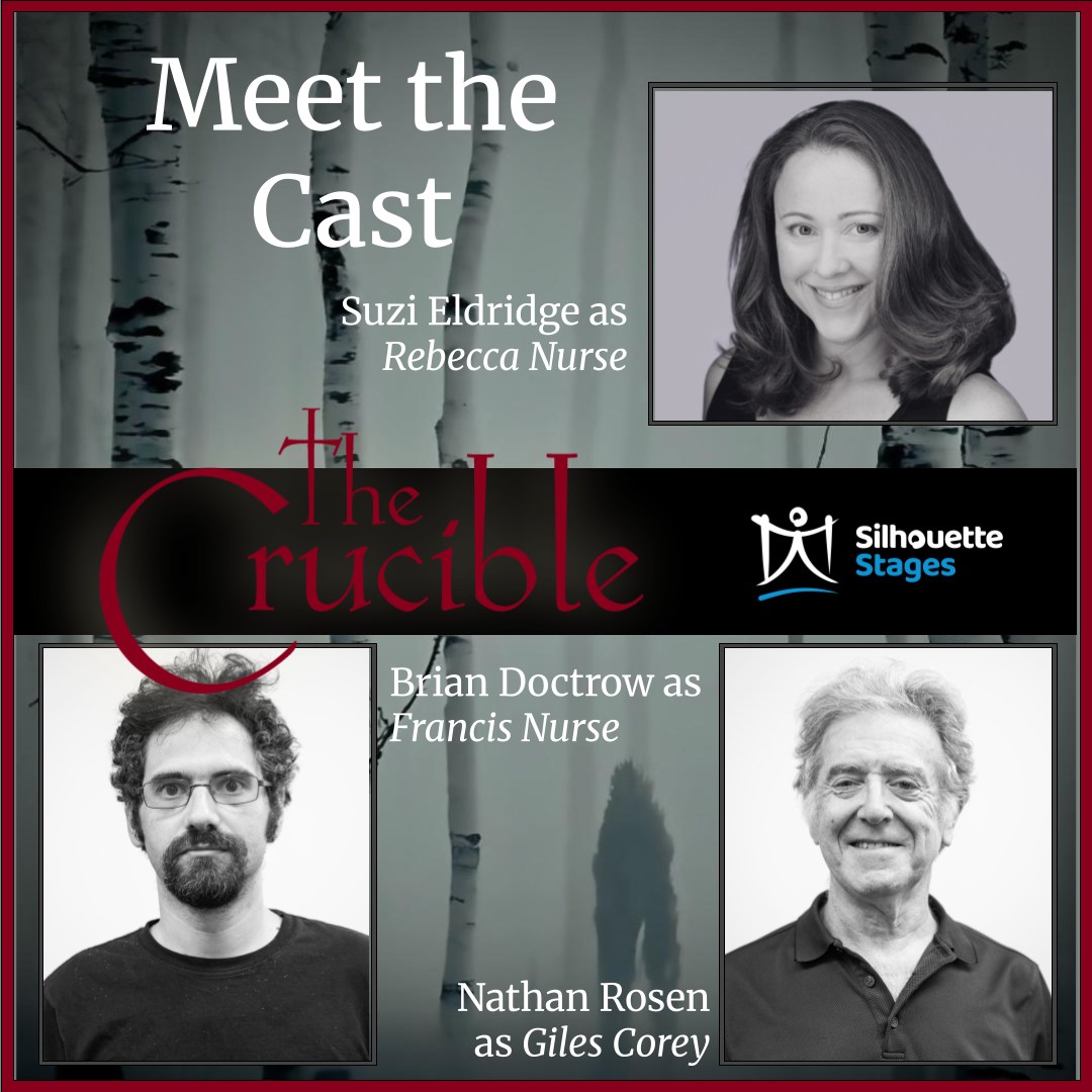 Our next group of cast members of The Crucible includes Suzi Eldridge as Rebecca Nurse, Brian Doctrow as Francis Nurse, and Nathan Rosen as Giles Corey. We are so excited to have them join this cast on the Slayton House stage! Get your tickets for The Crucible, opening October 10, at the link in our profile.