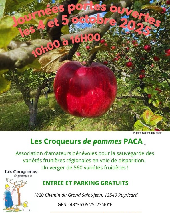 🍏 Journées Portes Ouvertes des Croqueurs de Pommes
📍 Puyricard – 4 & 5 octobre 2025
🌳 Fruits anciens • Terroir • Artisanat
Le Comptoir de l’Alchimiste célèbre le fruit roi de l’automne 🍎
Nous serons présents à Puyricard aux côtés des Croqueurs de Pommes, pour un week-end dédié aux variétés anciennes, aux savoir-faire oubliés… et aux saveurs retrouvées !
🔸 Dégustation de nos spiritueux artisanaux
🔸 Échanges sur notre travail avec les plantes, les macérations et les arômes
Un événement familial, passionné et engagé pour préserver notre patrimoine fruitier 🌿
📆 Samedi 4 & dimanche 5 octobre 2025
📍 Verger conservatoire – Puyricard
Venez croquer la pomme… et déguster l’alchimie 🍸😉
#lecomptoirdelalchimiste #CroqueursDePommes #Puyricard #SpiritueuxArtisanaux #DistillationNaturelle #FruitsAnciens #SaveursDeProvence #JournéesPortesOuvertes #PatrimoineFruitier