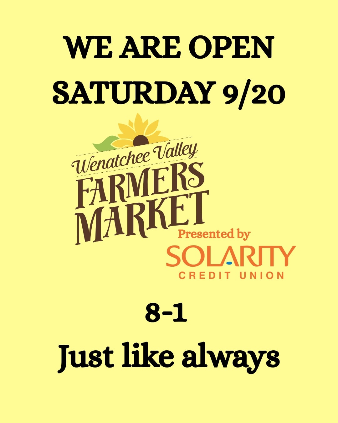 Ignore any posts talking about pop up cancelation. We are open Saturday. See you there.