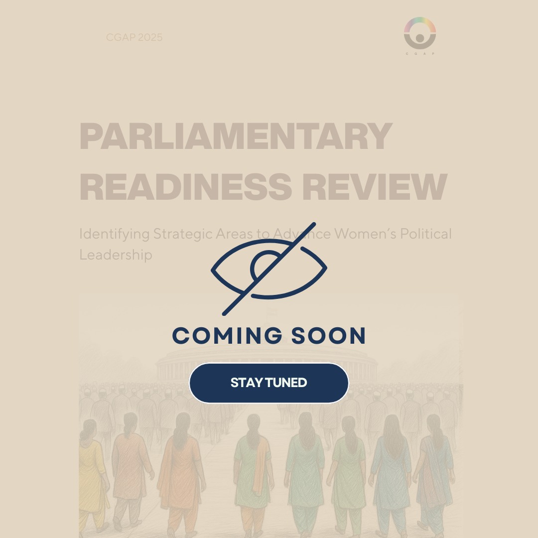 India's Parliament is on the cusp of a historic transformation with 33% reservation for women in Lok Sabha and State Assemblies by 2029!
But true gender equality requires more than just seats. At CGAP, we're asking: Is our Parliament truly ready for this change?
Our upcoming report dives deep into the infrastructural, procedural, and cultural shifts needed to make our Parliament truly inclusive for women representatives.
Stay tuned!
#ParliamentReadiness #gendergap #WomeninParliament #128thConstitutionalAmendementAct #IndianParliament