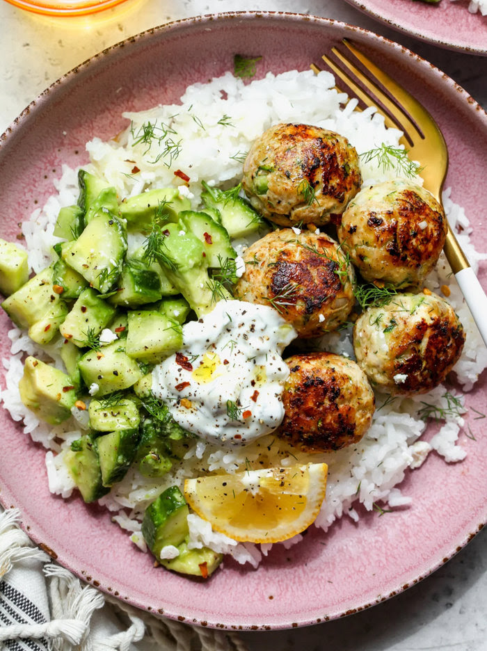 Recipe of the Month : Zucchini & Chicken Meatballs
Ingredients:
500g ground chicken
1 zucchini, grated
½ cup panko breadcrumbs
½ cup crumbled feta
⅓ cup finely minced onion/shallot
2 Tbsp fresh dill or parsley
2 Tbsp minced jalapeño
1 tsp lemon zest
¾ tsp salt
¾ tsp garlic powder
½ tsp black pepper
Mix all ingredients in a bowl, roll into small meatballs (about 24).
Pan fry in olive oil until golden and cooked through (6–8 mins).
To serve:
With rice, tzatziki, and a cucumber–avocado salad (diced cucumber, avocado, herbs, lemon juice, olive oil, salt + pepper).
Fresh, bright, and perfect for spring dinners!