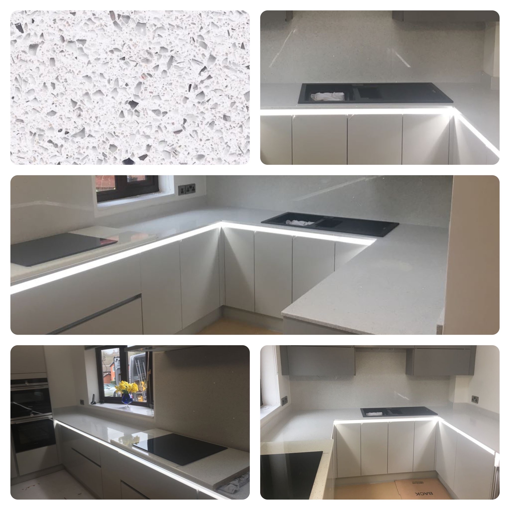 White Mirror 20mm tops with splashbacks #quartzworktop #quartzworktops #kitchenideas #kitchendesign #kitchenworktops #homeimprovement #worktopscheshire