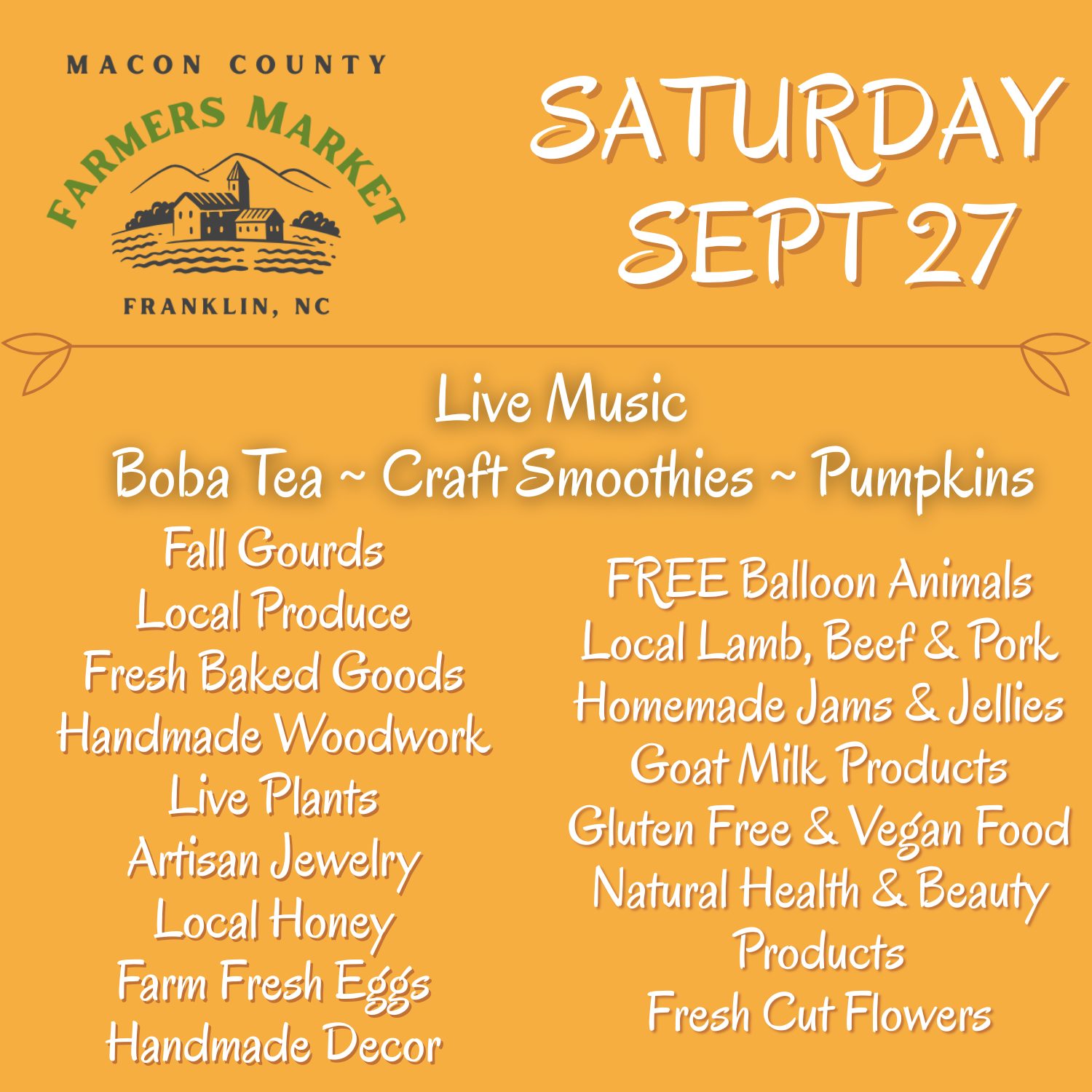 Check out what's coming to the farmers market this Saturday! 😎🙌
9:00AM-1:00PM
Town Hall
95 E Main Street, Franklin
.
.
.
#farmersmarketfranklinnc #wncfarmtotable #appalachianproduce #appalachianfarm #maconcountyfarmersmarket #franklinncchamber #franklinnc #franklinncfarmersmarket #experiencefranklinnc