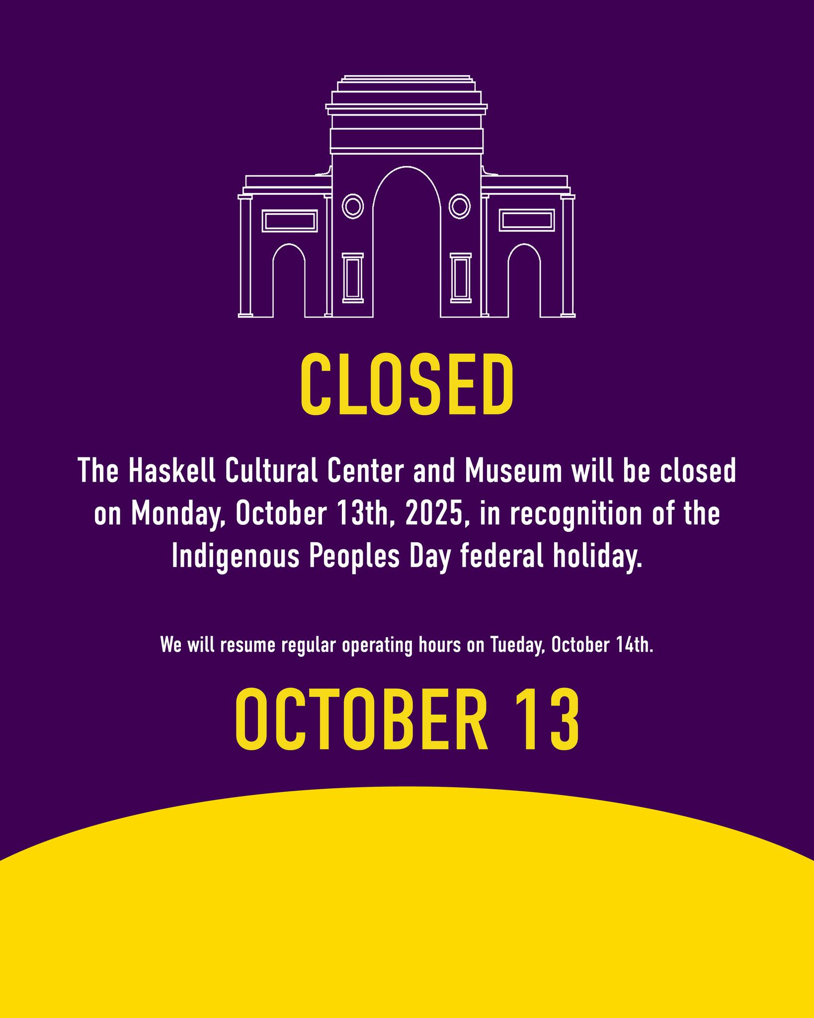 Good morning! We will be closed today in recognition of Indigenous Peoples Day.