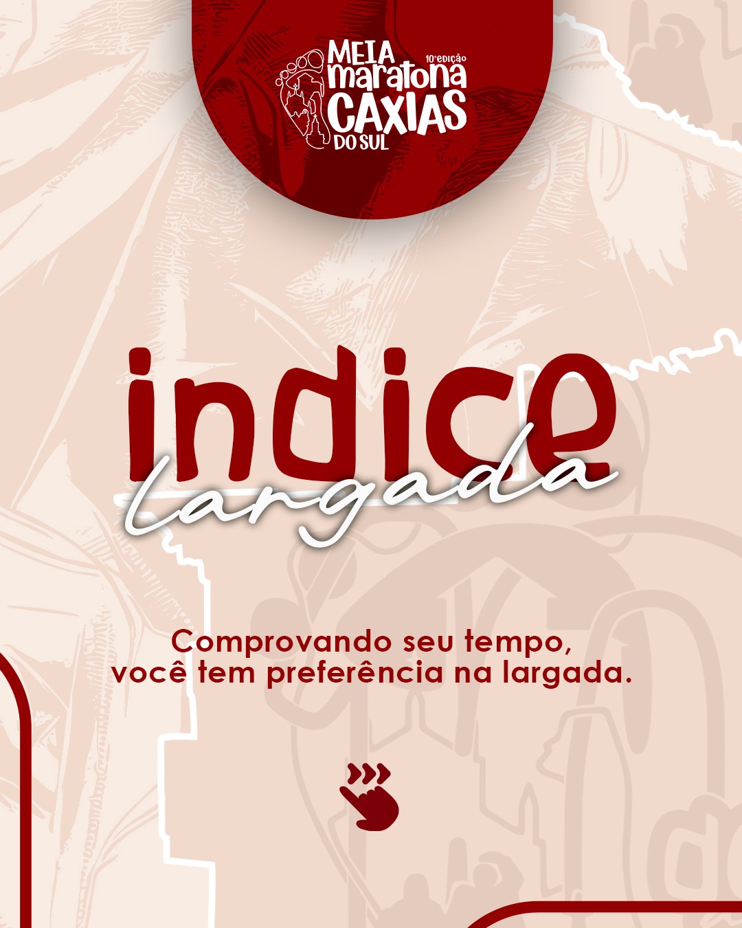 🚨 Atleta, atenção!🏃♀🏃🏻♂
Se o seu tempo for igual ou menor do que os índices indicados, você pode garantir uma pulseira de preferência de largada na retirada do seu kit! 🚀
21Km
1h30 - masculino
1h48 - feminino
10Km
42min - masculino
50min - feminino
5Km
20min - masculino
24min - feminino
Na retirada do seu Kit, procure pelo Wissthon Rodriguez ou Zelfino Nadin e solicite sua pulseira.
✅ Confira os índices e largue na frente.
#MeiaMaratonaDeCaxias #Corrida #CorraNaFrente #AtletaCaxias