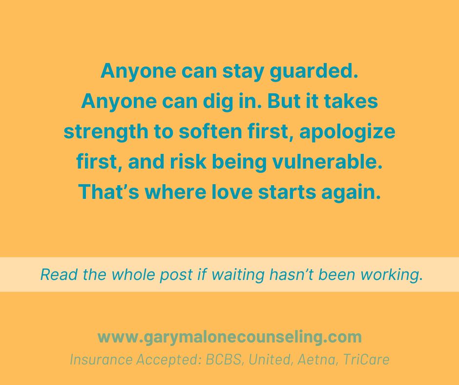 The most overlooked skill in marriage isn’t communication...it’s the guts to go first.
Going first means being the first to apologize when you’ve hurt each other. The first to take responsibility instead of blaming. The first to soften your tone, to try again, to open up, or to change a pattern that isn’t working. It’s choosing to be the first one to speak life instead of criticism, the first to reach across the distance, the first to make love safe again.
Most couples get stuck waiting:
“I’ll apologize if they do.”
“I’ll open up if they go first.”
“I’ll show up if they prove they deserve it.”
But waiting breeds distance, not intimacy.
The truth is, leadership in marriage isn’t about position or power. It’s about initiative. Somebody has to be brave enough to take the first step. That step doesn’t guarantee the other person will follow right away, but it does set the tone. It creates space for trust to rebuild, for hearts to soften, for love to grow again.
Everyone waits for someone else to go first. It can feel scary. But, in marriage, the couples who thrive are the ones where partners decide to lead...not with control, but with courage.
You can’t control how your spouse responds, but you can lead by going first.