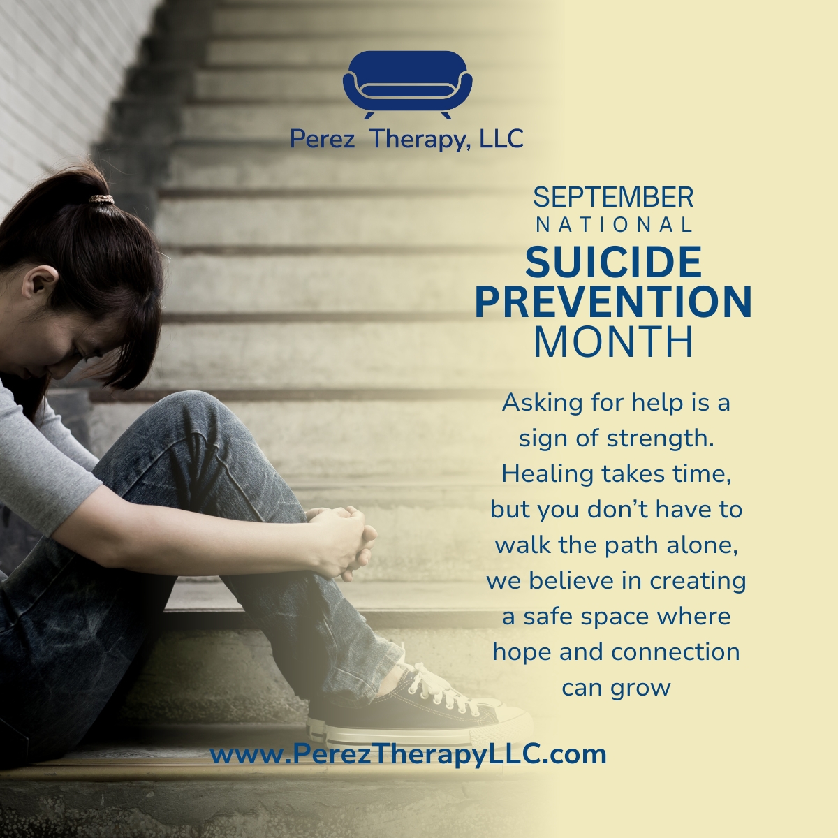 💛 September is National Suicide Prevention Month 💛
At Perez Therapy, LLC, we honor this month as a time to raise awareness, spread hope, and remind one another that every life matters. 🌿
Reaching out for help is a sign of courage and no one has to struggle in silence. Together, we can break the stigma and support healing.
#MentalHealthAwareness #SuicidePrevention #EndTheStigma #PerezTherapyLLC