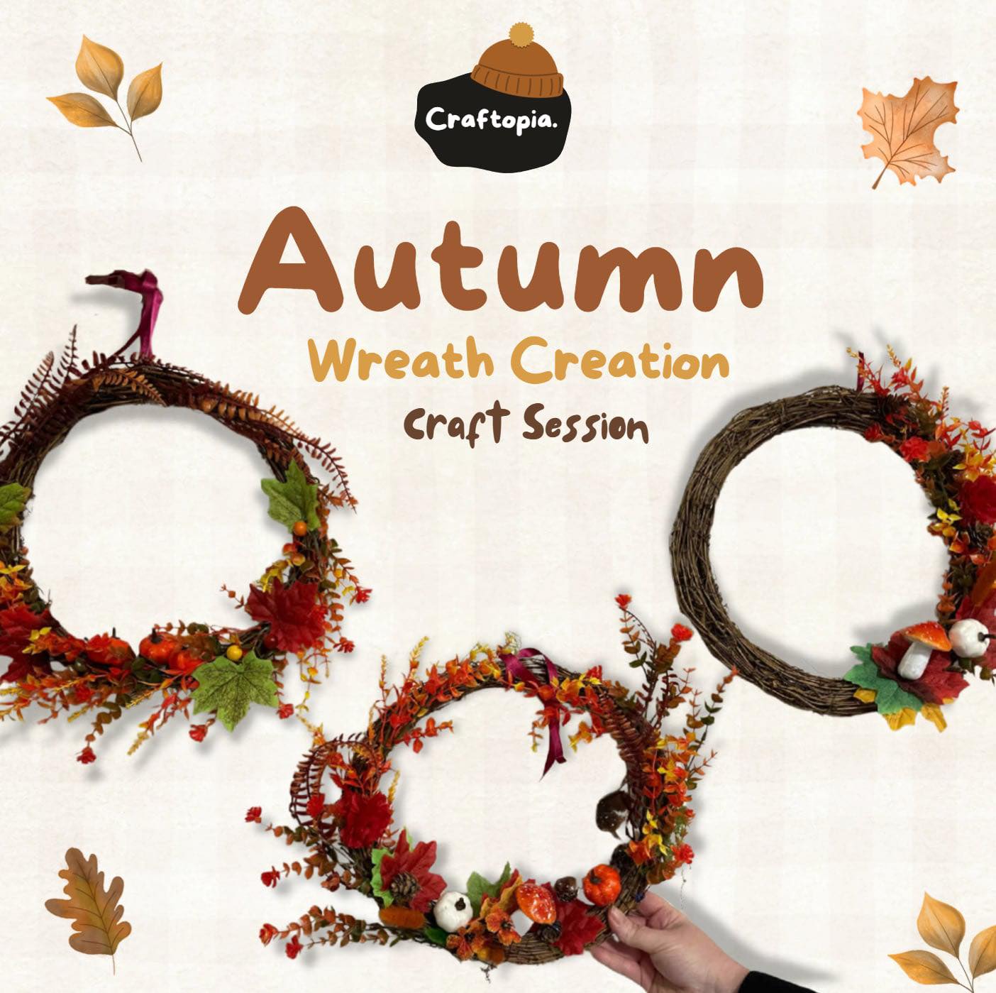 Autumn vibes + afternoon tea 🍂☕
Join us this Saturday at 11:00 for a cosy wreath-making session and a delicious tea spread. Limited seats—book now!
https://www.craftopiacic.com/event-details/autumn-wreaths-and-afternoon-tea
✨ Book today and get £5 off with code AUTUMN5 ✨
#AutumnWreath #AfternoonTea #AutumnVibes #SeasonalDecor #CosyAutumn #CraftingJoy #HandmadeWithLove