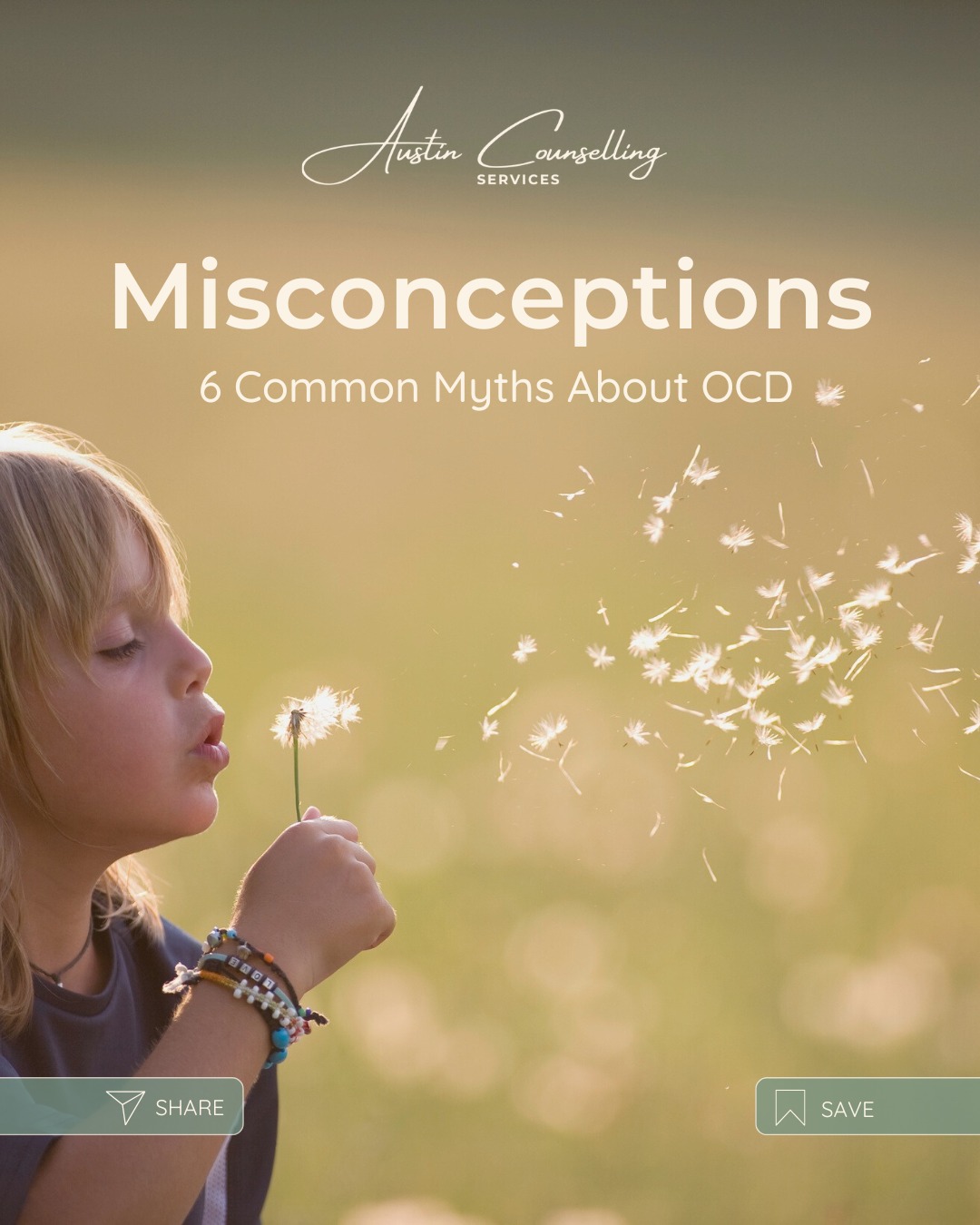 You’ve probably heard someone say, “I’m so OCD,” to describe being neat or picky. However, OCD is not a personality trait. It’s a complex mental health condition that deserves to be taken seriously.
Here are some common myths we often hear and what the reality actually looks like. If you or someone you love is struggling with obsessive thoughts or compulsions, know that support is here, and healing is possible.
At Austin Counselling, we blend evidence-based care with warmth, humour, and compassion. We’re here to help you build the skills to manage OCD. Reach out when you're ready. We're with you every step of the way.