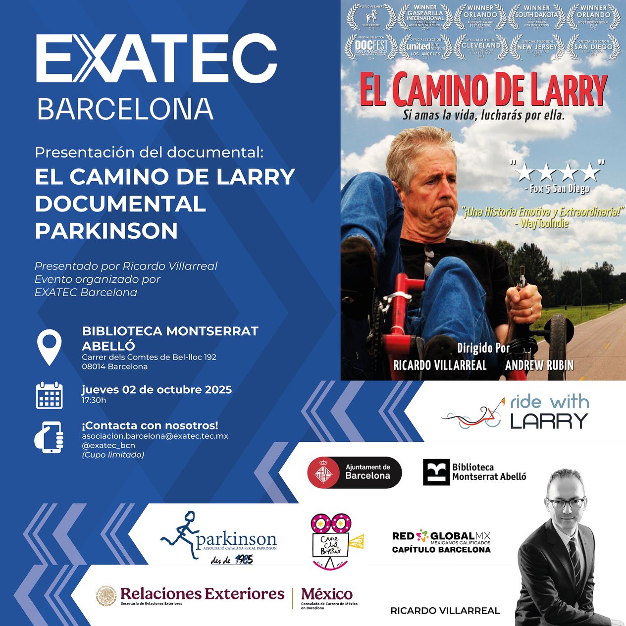 Entrada gratuïta, imprescindible inscripció prèvia a info@catparkinson.org o trucant al 932454396.
Places limitades!
#juntsmiremcapalfutur #catparkinson #Parkinson @exatec_bcn
