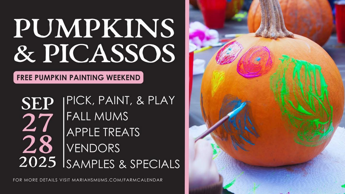 𝐇𝐚𝐩𝐩𝐞𝐧𝐢𝐧𝐠 𝐭𝐡𝐢𝐬 𝐖𝐞𝐞𝐤𝐞𝐧𝐝!
🎃🎨 FREE PUMPKIN PAINTING
Unleash your inner artist this fall! Purchase any pumpkin from our patch and paint it for FREE all weekend long. 🍂✨
📅 Saturday & Sunday | 10 AM – 5 PM
📍 16727 Airport Rd, Clinton, IL
💡 We provide the paint, brushes, and setup—you bring the creativity! Perfect for kids, families, or anyone ready to make a masterpiece.
But that’s just the start of your farm day fun...
🌟 Other Activities You’ll Love:
🛝 Farmtastic Fun Park – bounce, climb, and zip your way to fun!
🏵️ Explore thousands of blooming Fall Mums
🎃 Pick your perfect pumpkin from the patch
🍓 Enjoy U-Pick Strawberries (yes, still picking!)
🌸 Snip your own bouquet in our U-Cut Flower fields
💜 Wander the peaceful Lavender Labyrinth
🌻 Stroll through the Sunflower Stroll
🌽 Fresh-picked farm produce to take home
🛍️ Farm Market Shopping with jams, salsas, sauces & gifts
🐐 Baby Goats (cutest photo ops ever!)
📷 Scenic fall backdrops all over the farm
🏈 Football on in the 'Barnvilion'
