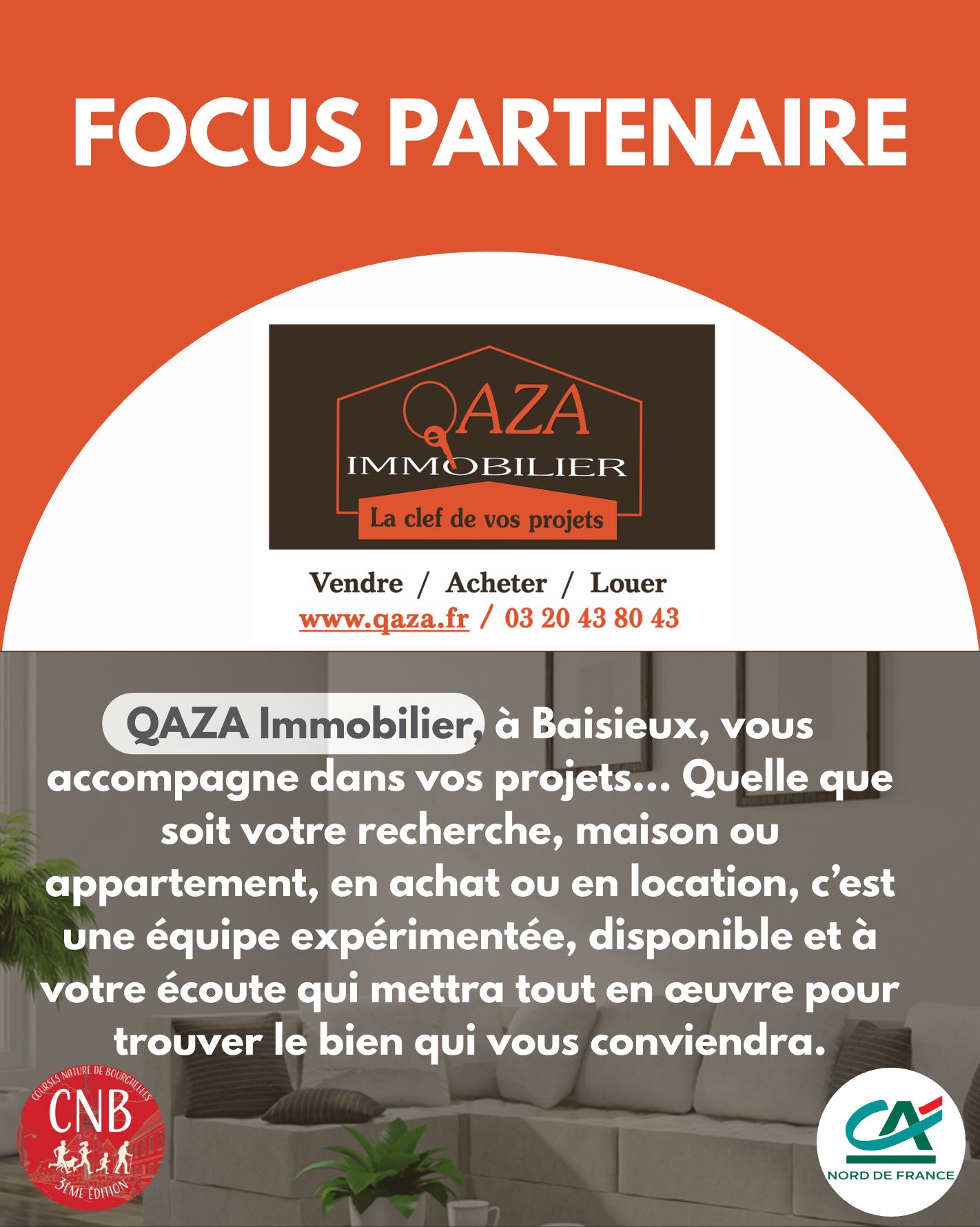 FOCUS PARTENAIRE 🔑🏠
A la recherche d'un bien qui vous ressemble ?
QAZA Immobilier est le partenaire qu'il vous faut !
L'expérience du secteur combinée au conseil avisé sera la clef pour réaliser vos projets!
Merci à Qaza Immobilier pour sa fidélité...
#CNB #focuspartenaire #coursesnaturebourghelles