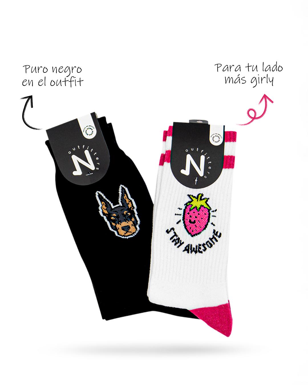🖤🍓 Mood intenso o mood tierno: Doberman vs Strawberry. ¿Quién gana en tu outfit?
#calcetines #nomaoutfitters #style