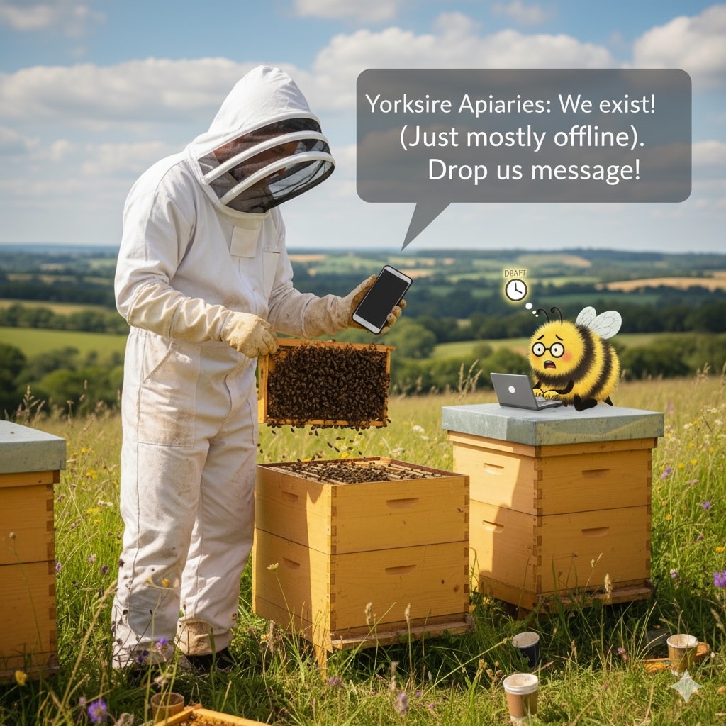 🚨 Yorkshire Apiaries Alert: We exist! 🚨
Apologies if your feed has been a little quiet lately, or if we suddenly bombard you with five posts in a row. It seems our social media strategy is less "consistent posting" and more "bursts of frantic activity" (much like a startled honey bee). 🐝
Rest assured, the silence doesn't mean we've packed up the hives. It just means we've been elbow-deep in bee suits, busy with end-of-season checks, making sure our girls are cozy, harvesting some truly delicious honey, and of course, already plotting world domination (or at least, planning for a brilliant 2026 season!). We've also been playing the thrilling "waiting game" for our beautiful new labels to arrive – the suspense was unbearable! Good news though: we do have some incredibly lively honey for sale! It's so fresh, it practically buzzes. 😉
Got a burning bee question, or fancy getting your hands on some of our liquid gold? Don't be shy! Drop us a message—we're much better at replying to DMs than keeping a daily posting schedule.
#YorkshireApiaries #BeekeepingLife #BusyAsABee #HoneyBees #Yorkshire #LocalHoney