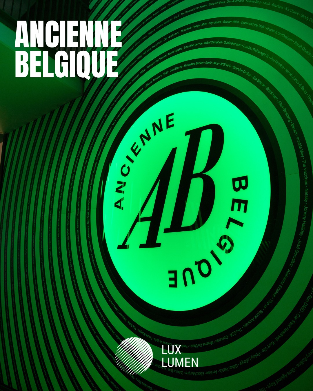 Last year the entrance hall, now the locker room and Main Hall entrance, step by step our custom-made lighting shapes the spaces at Ancienne Belgique. Here’s a glimpse of it.