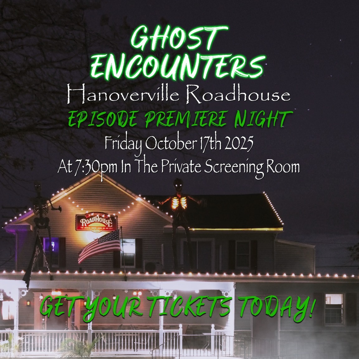 👻🍻 Join us for premiere night! Ghost Encounters: Hanoverville Roadhouse screens at @hanovervilleroadhouse, Friday October 17th at 7:30 PM. 🎟️ Ticket includes an alcoholic drink. Come see what made this investigation one of our spookiest yet… 👀
Visit our website for tickets: www.Ghost-Encounters.com
#GhostEncounters #Premiere #StaySpooky #Paranormal #paranormalinvestigation #HanovervileRoadhouse #LehighValley #Events #Halloween #Ghosts #Haunted