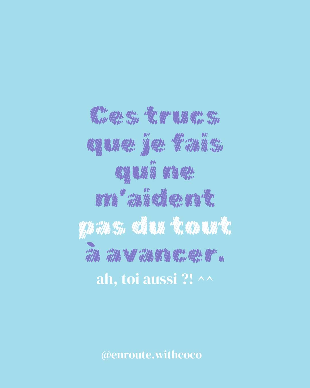 Faites ce que je dis... pas ce que je fais ! 😆
C'est pas le tout d'apprendre des outils pour améliorer sa vie mais faudrait aussi d'abord reconnaître ces habitudes qui nous la rendent compliquée 🧐😅
C'est quoi toi, ces habitudes qui te font le plus obstacle dans ton quotidien ?
raconte ! (histoire qu'on se sente moins seul-e^^)
Ps : c'est pas parce qu'on est coach, qu'on a tous les outils et qu'on sait quoi faire, qu'on le fait... C'est aussi dur pour vous que pour moi 🙃