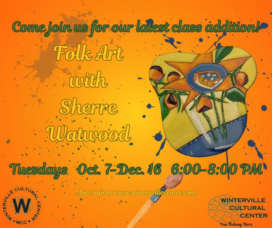 Come join local folk artist Sherre Watwood in the latest addition to the Winterville Cultural Center classes. Explore this unique form of expression and community connection Tuesday nights. More info on how to sign up can be found at our website!
#gallery #sketching #artexhibition #artexhibit #folkart #winterville #wintervillega #athens #athensga #walldecor #zinnias #foryoupage💙 #foryou #foryouシ #foryoupageシ