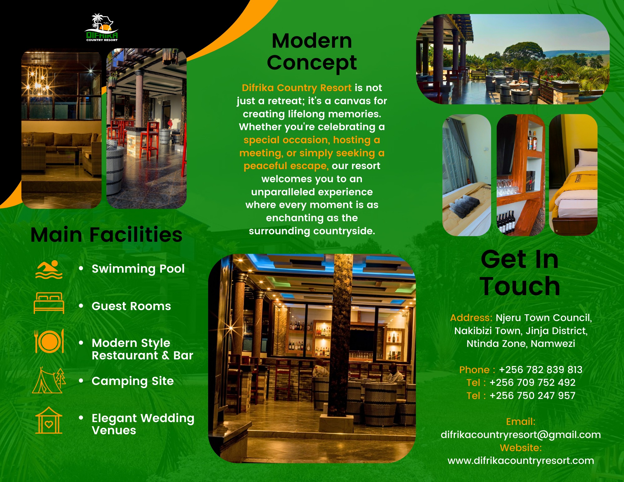 Difrika Country Resort is not just a retreat; it's a canvas for creating lifelong memories. Whether you're celebrating a special occasion, hosting a meeting, or simply seeking a peaceful escape, our resort welcomes you to an unparalleled experience where every moment is as enchanting as the surrounding countryside.