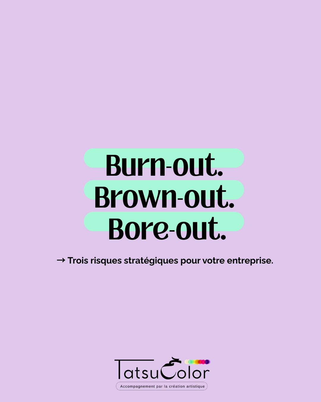 Journée mondiale de la depression
❌ 1 salarié sur 3 est touché par un burn-out en France (OpinionWay, 2023).
❌ Le brown-out (Gallup) : désengagement massif lié à la perte de sens.
❌ Le bore-out : ennui chronique et manque de défis, encore trop souvent invisibilisé.
Mais que se cache-t-il derrière ces termes ?
1️⃣ Burn-out : Quand le trop-plein devient insupportable.
Un épuisement professionnel dû à une surcharge. Fatigue extrême, détachement émotionnel, perte de performance.
Le burn-out s’apparente à une dépression, mais les déclencheurs ne sont pas les mêmes : il est directement lié au contexte professionnel.
2️⃣ Brown-out : Quand le sens s’effondre.
L’impression que ses tâches n’ont aucun sens ou ne reflètent pas ses valeurs.
Résultat : démotivation, désengagement, perte d’élan vital.
3️⃣ Bore-out : Quand l’ennui devient toxique.
Un sous-investissement dû au manque de défis, de reconnaissance, de stimulation.
Le bore-out détruit autant que le burn-out, mais reste plus tabou.
Ces trois phénomènes touchent autant les collaborateurs que les dirigeants.
Pression, isolement, désengagement collectif : les conséquences sont lourdes pour l’entreprise et pour la santé mentale.
Et si nous changions la donne ?
Chez Tatsucolor, nos ateliers d’accompagnement par la création offrent :
▫️ Un espace sécurisé pour exprimer émotions et non-dits.
▫️ Une introspection guidée pour identifier les causes profondes.
▫️ Un leadership incarné grâce au sens et à la créativité.
Des résultats concrets : + engagement, – absentéisme, + sérénité au travail.
-de stress. +de sens. Une meilleure santé mentale pour tous.
Et vous, qu’avez-vous prévu pour diminuer vos risques psychosociaux ?
Vous avez 30 minutes pour découvrir gratuitement les bienfaits et les mécanismes de l’accompagnement
par la création artistique à l’aide d’une mise en situation?
www.tatsucolor.pro
#SantéMentale #BurnOut #BrownOut #BoreOut #LeadershipCréatif #InnovationRH #RésilienceCollective #Tatsucolor